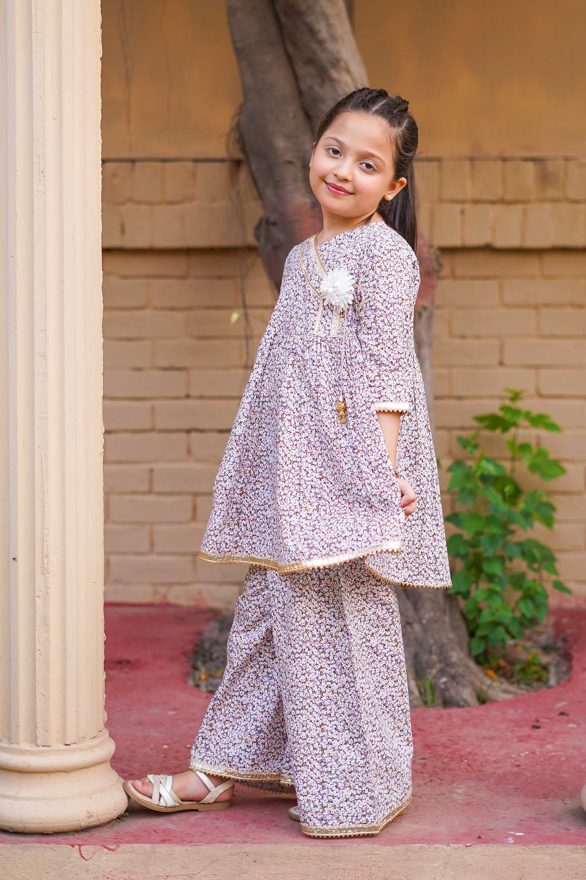 Blush Petal Princess Set – Printed China Lawn Pink (RTW)