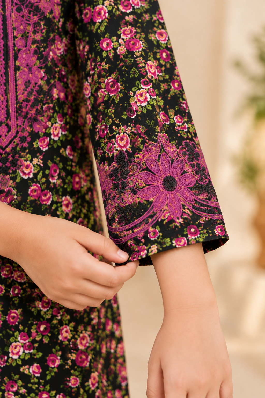 Magenta Glow – Imported Kotrai Embroidered 2Pc Black Dress