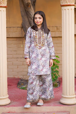 Lavender Blossom Grace – Imported Printed China Lawn 2Pc – Mauve (RTW)