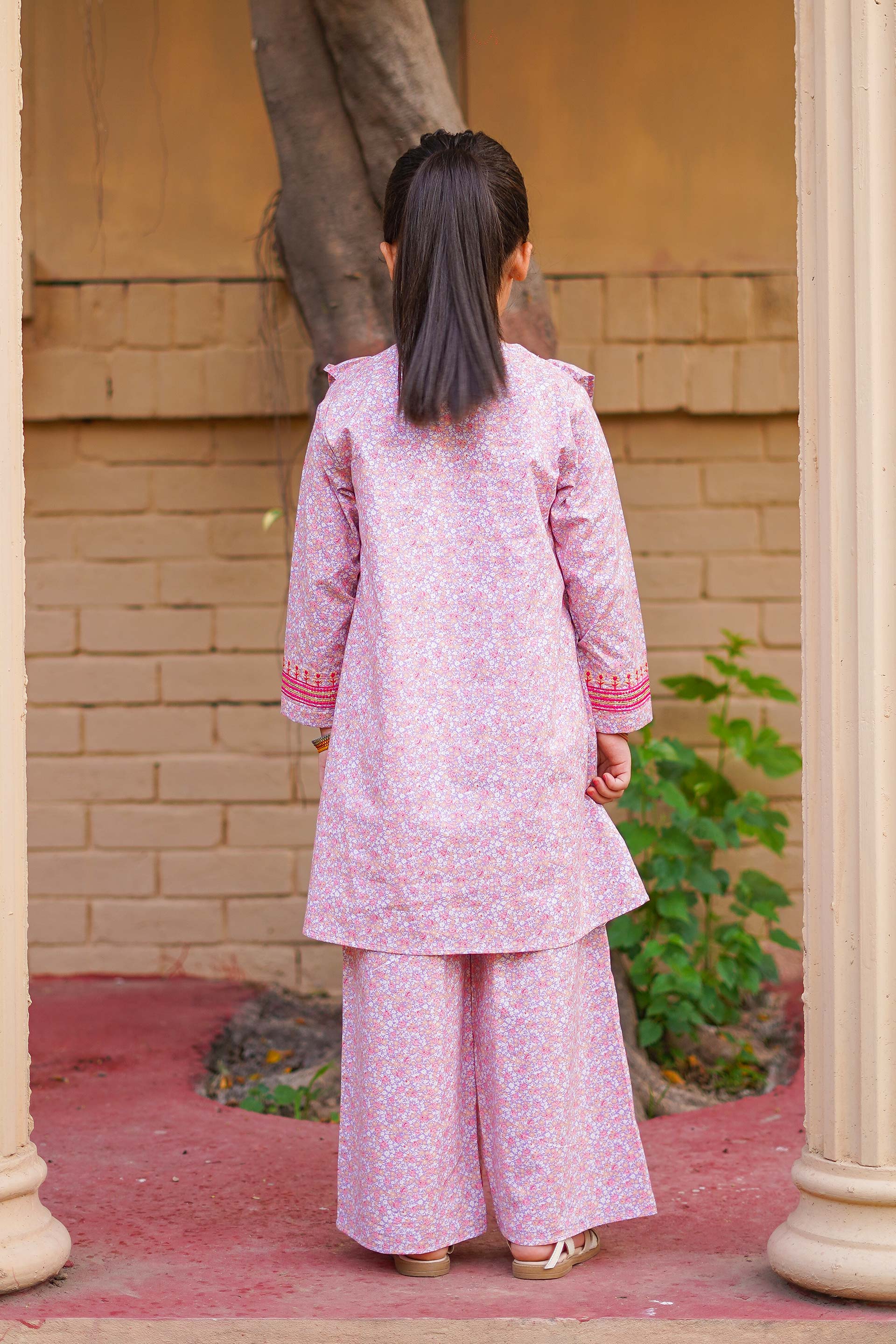 Rosy Meadow Charm – Imported Printed China Lawn 2Pc – Blush Pink (RTW)