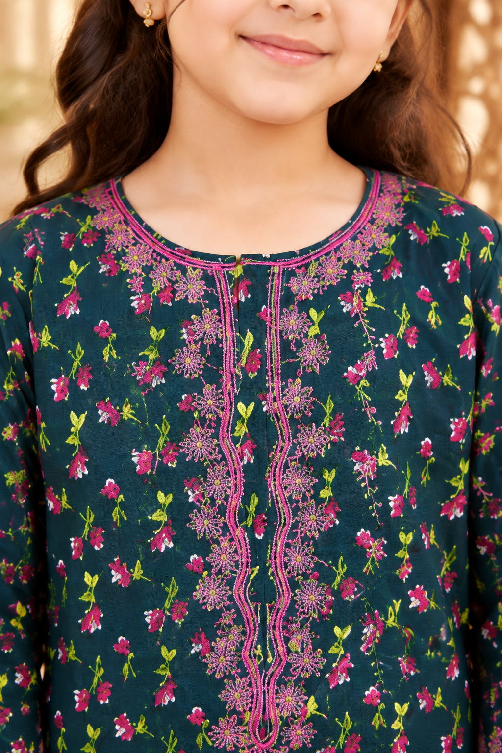 Noorvine Floral Charm Printed Winter Imported Kotrai Embroidered 2Pc | Midnight Teal