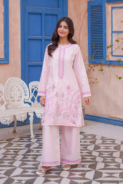 Blush Bloom Embroidered  Lawn 2Pc – Soft Pink Elegance (RTW)