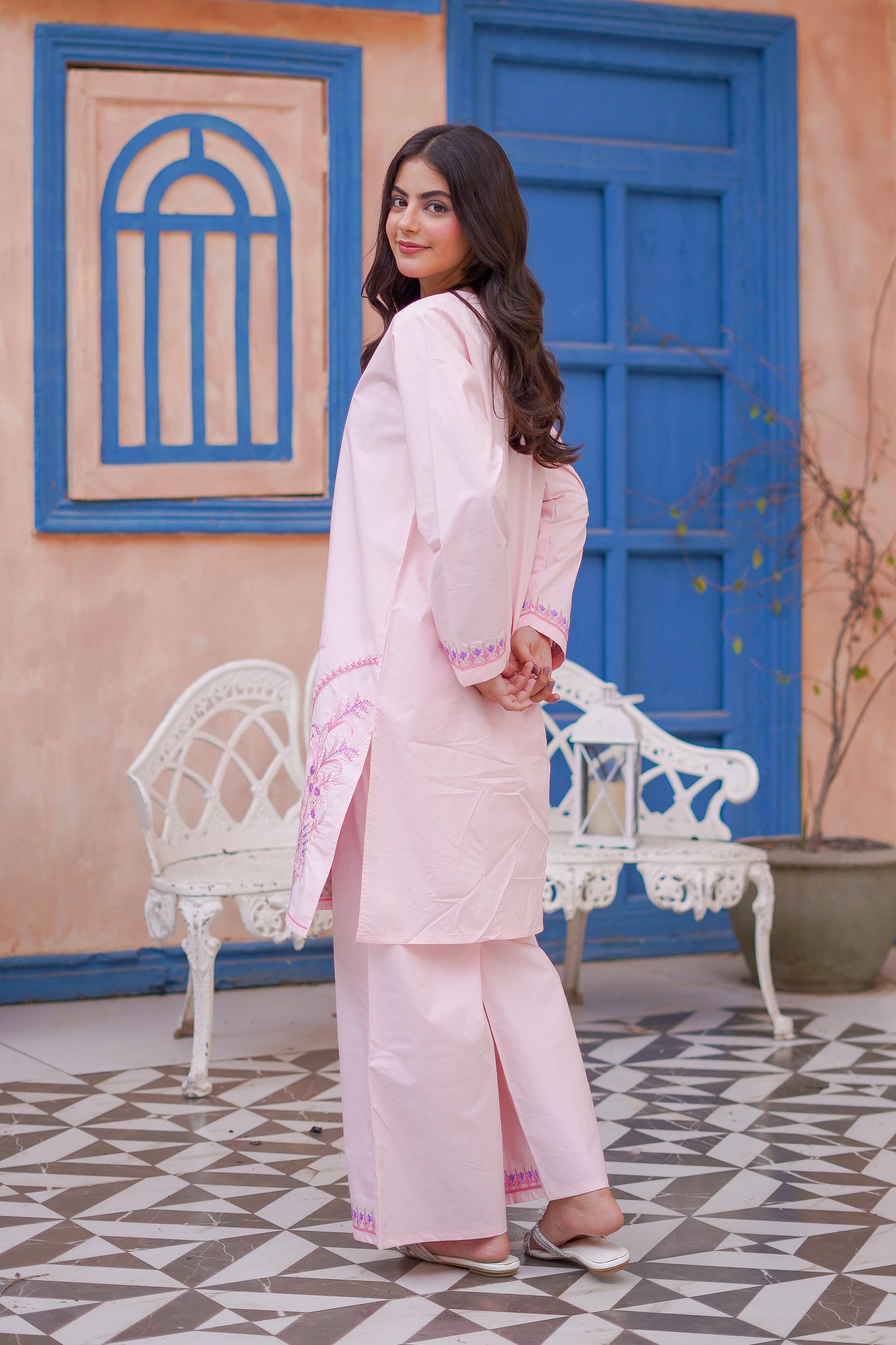 Blush Bloom Embroidered  Lawn 2Pc – Soft Pink Elegance (RTW)