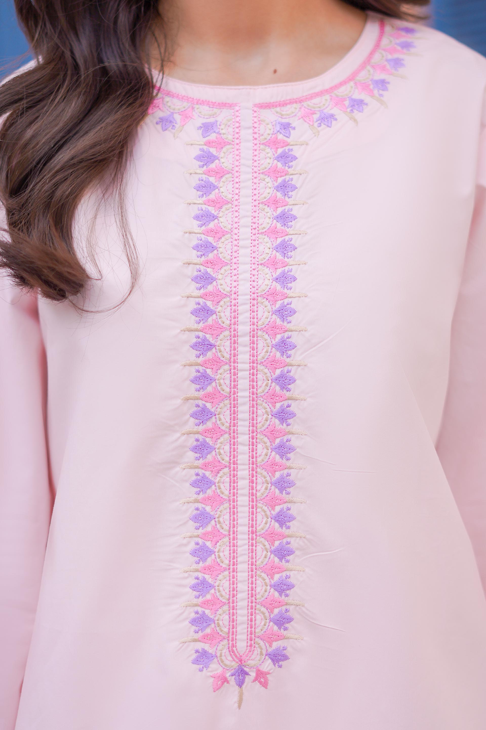 Blush Bloom Embroidered  Lawn 2Pc – Soft Pink Elegance (RTW)