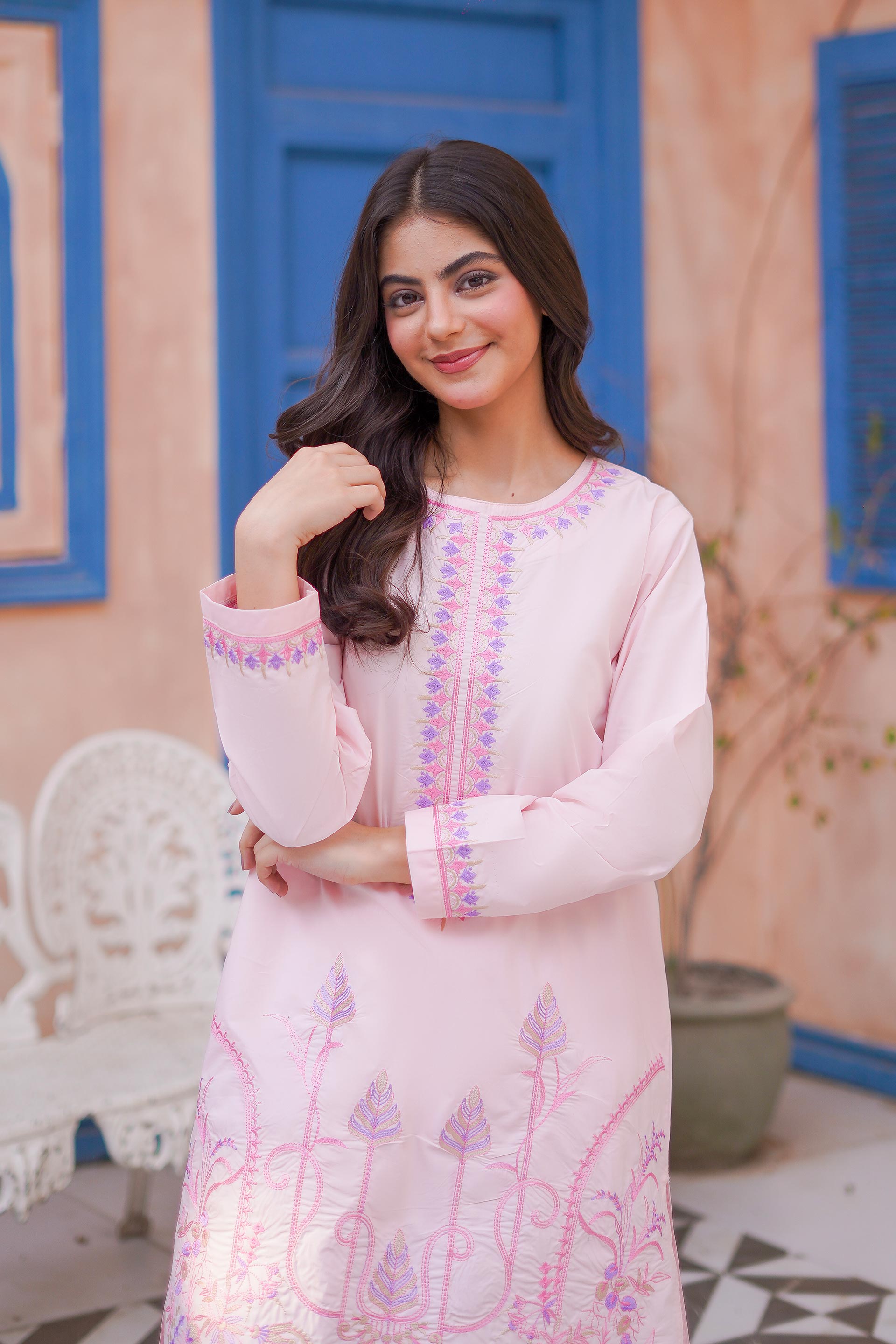 Blush Bloom Embroidered  Lawn 2Pc – Soft Pink Elegance (RTW)