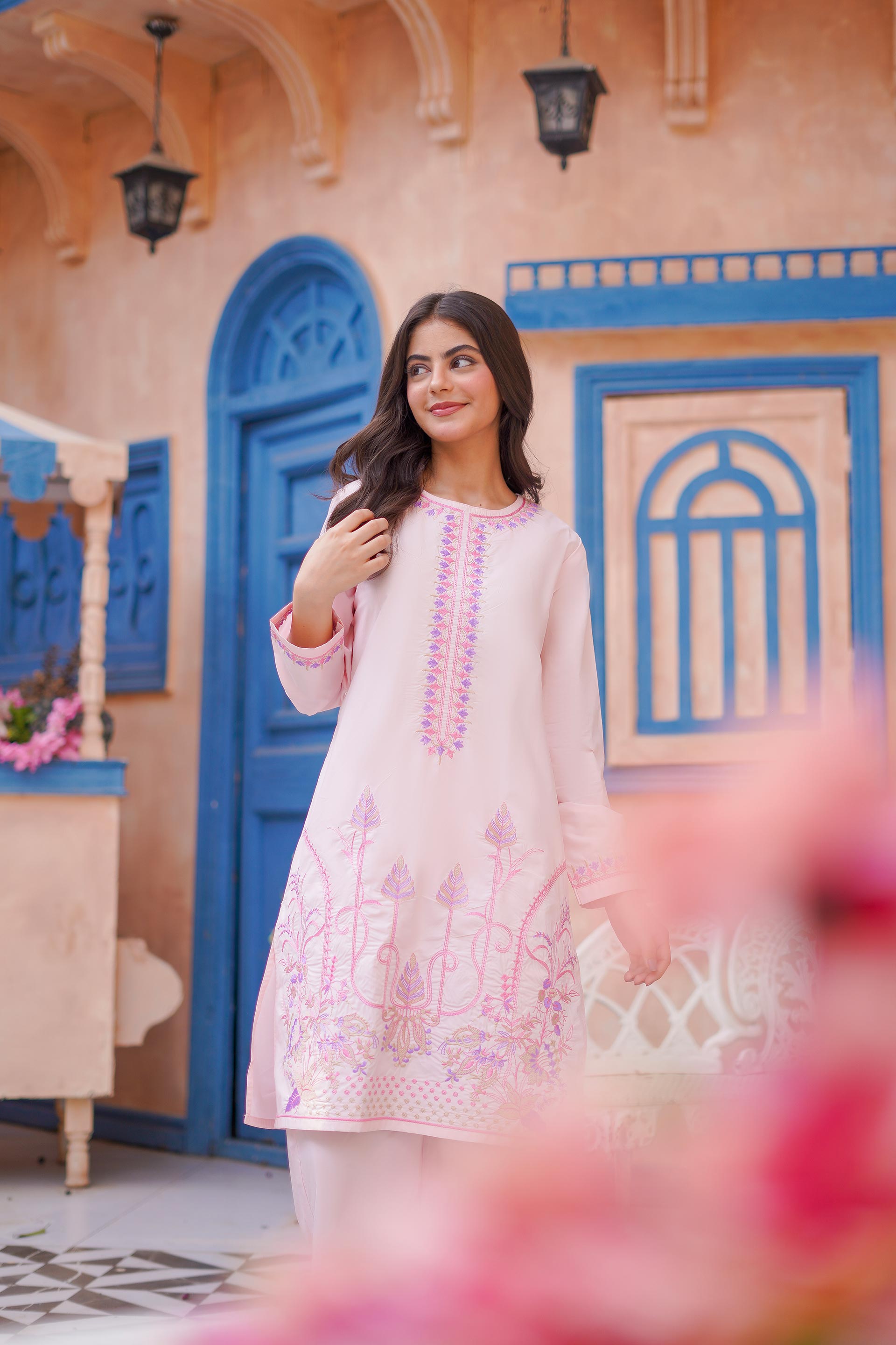 Blush Bloom Embroidered  Lawn 2Pc – Soft Pink Elegance (RTW)