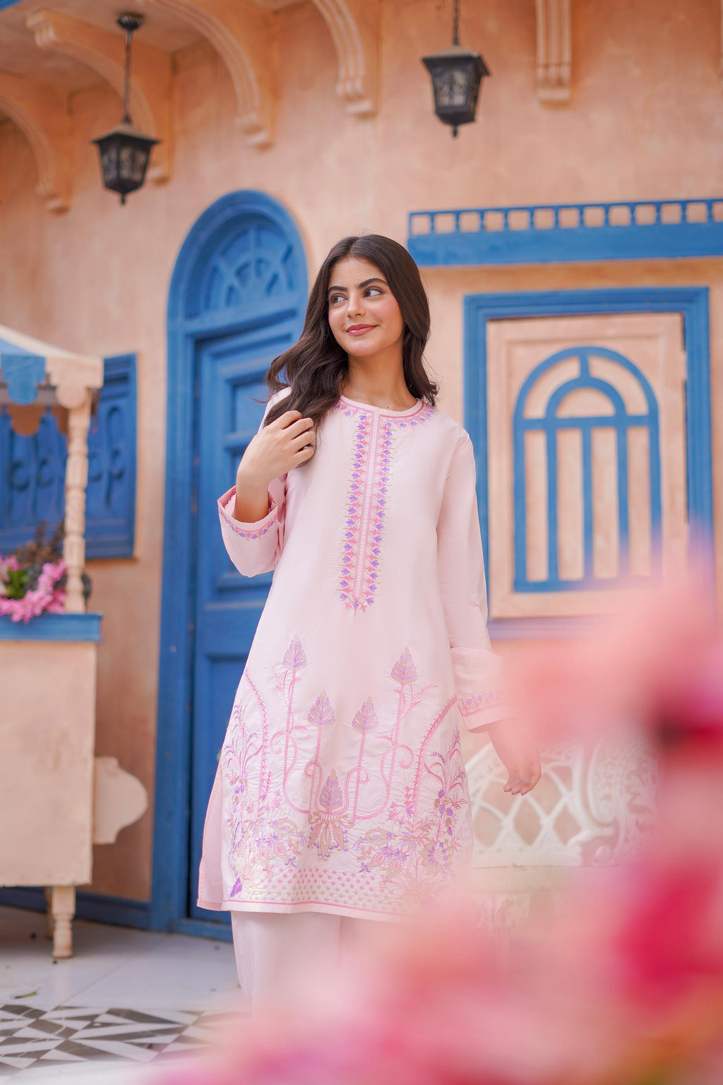 Blush Bloom Embroidered  Lawn 2Pc – Soft Pink Elegance (RTW)