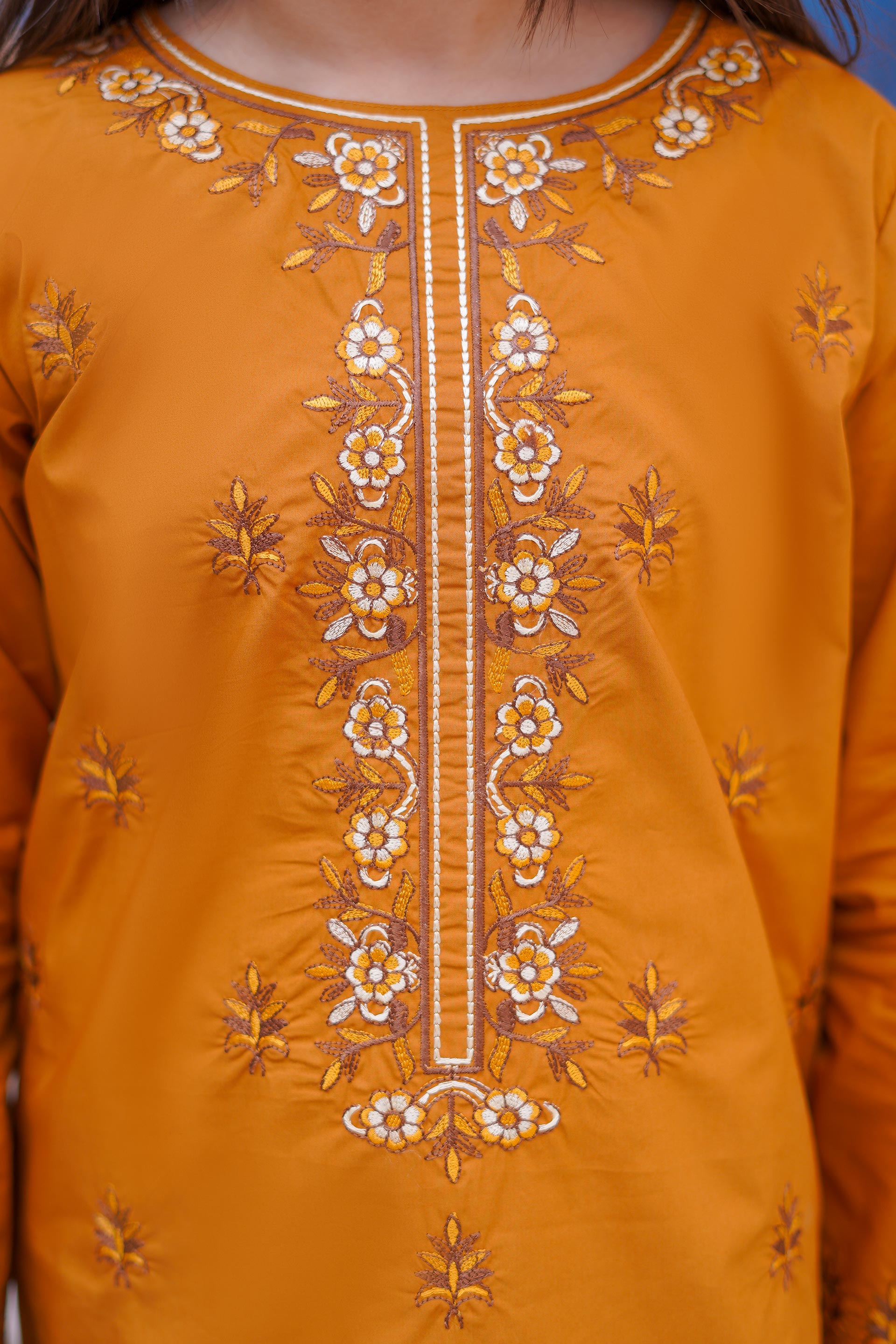 Citrus Glow Embroidered Lawn 2Pc – Festive Flame (RTW)