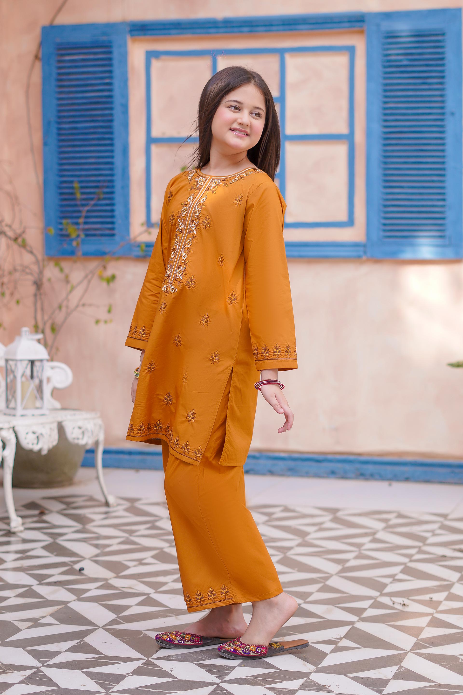 Citrus Glow Embroidered Lawn 2Pc – Festive Flame (RTW)