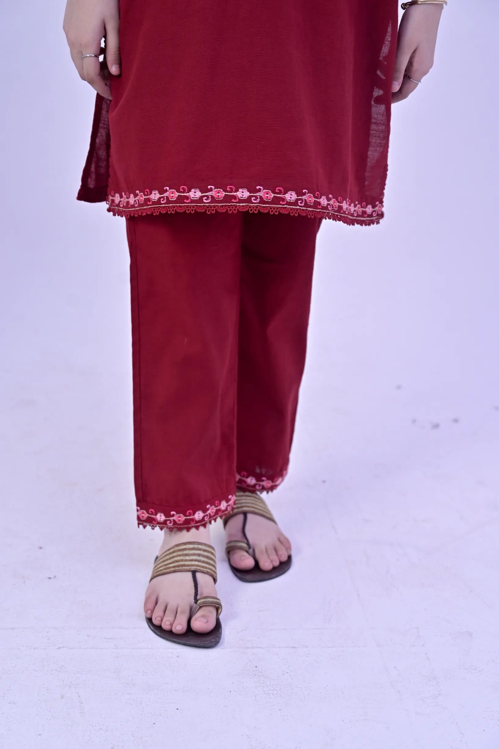 Crimson Charm Embroidered  Khaddar 02 Piece – Maroon (RTW)