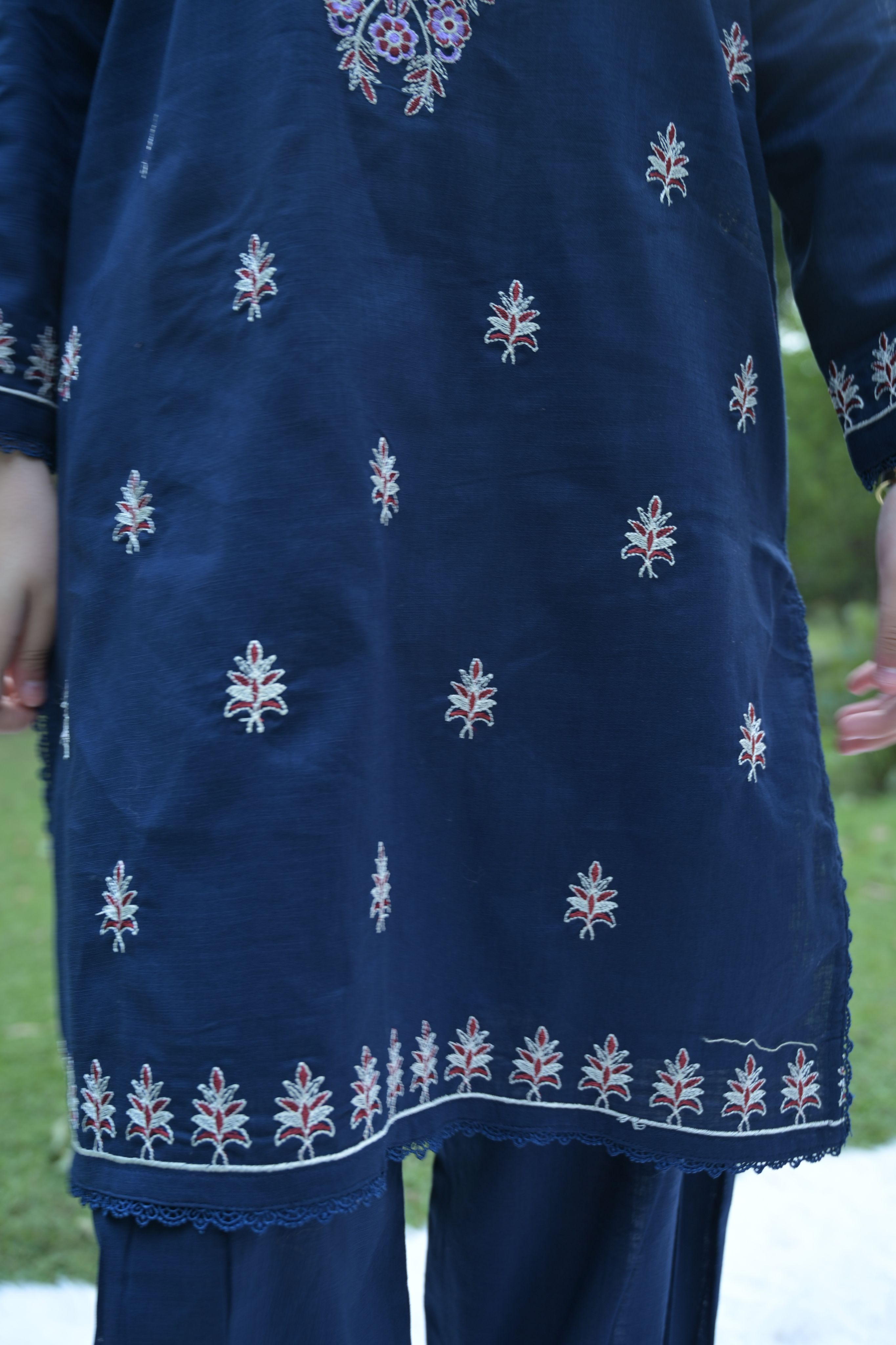 Azure Petals  Embroidered Khaddar 02 Piece – Navy Blue (RTW)