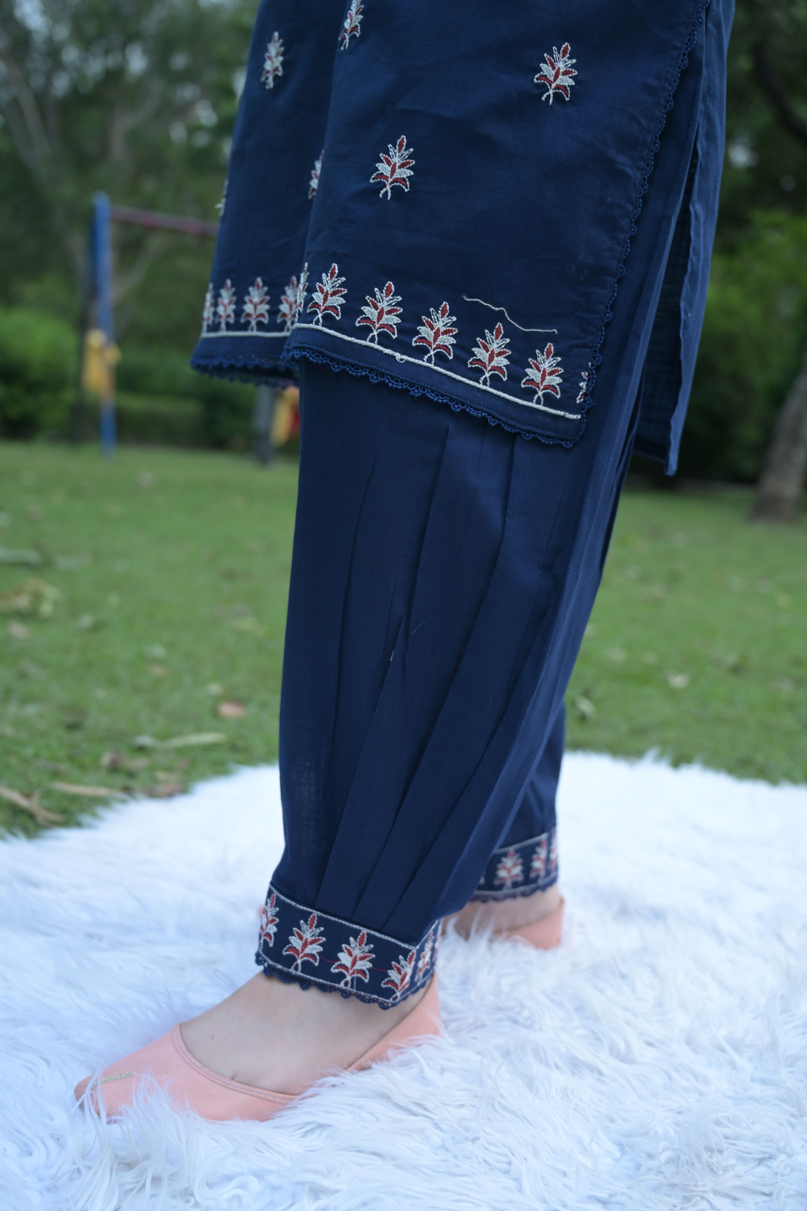 Azure Petals  Embroidered Khaddar 02 Piece – Navy Blue (RTW)
