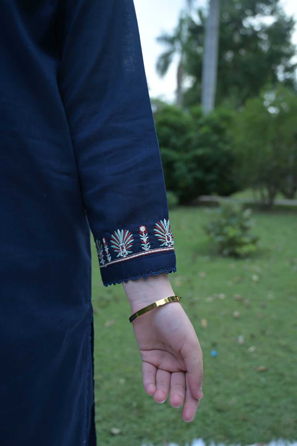Twilight Elegance Embroidered Khaddar 02 Piece – Navy Blue (RTW)