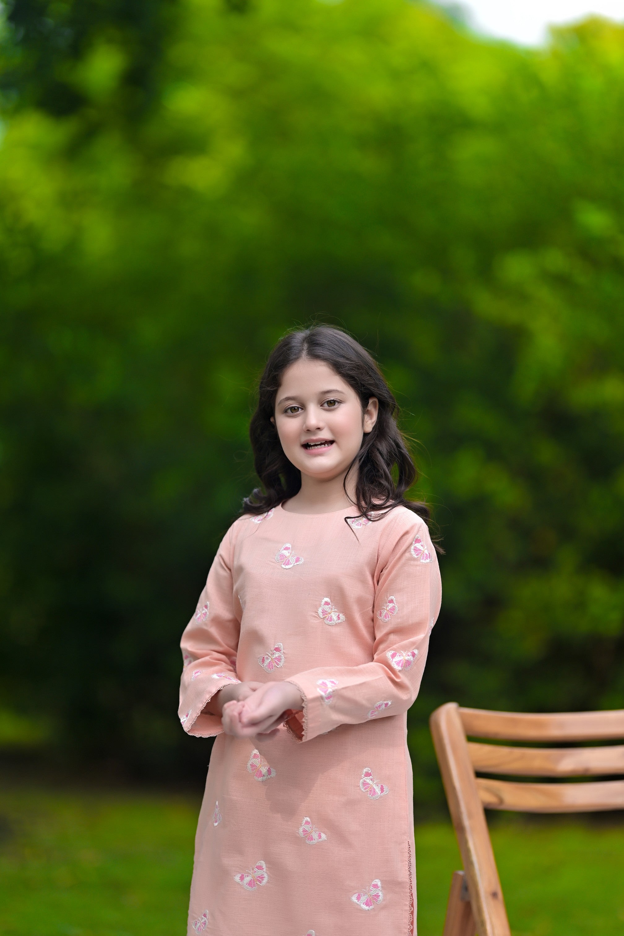 Butterfly Bliss Embroidered Khaddar 02 Piece – Peach (RTW)