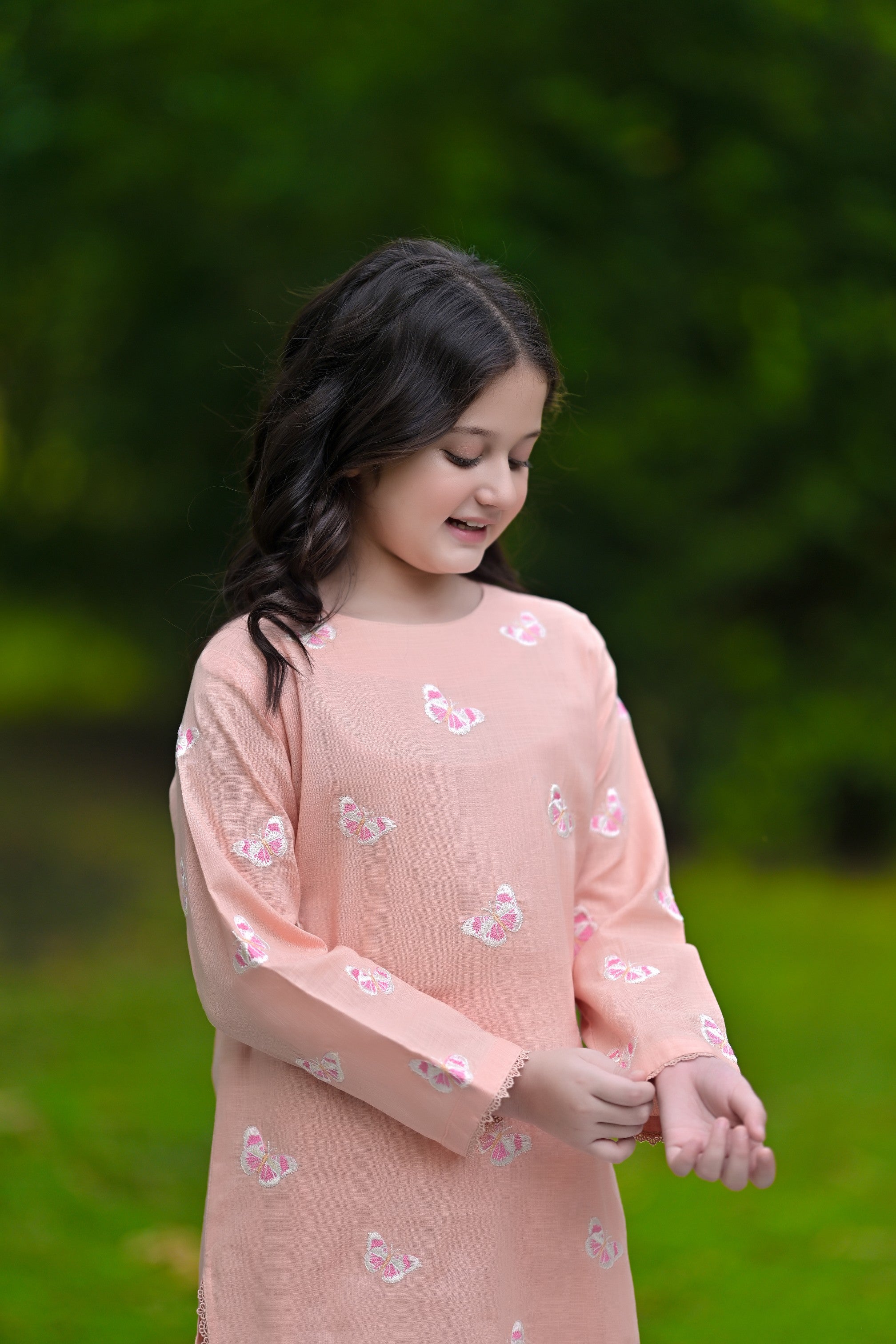 Butterfly Bliss Embroidered Khaddar 02 Piece – Peach (RTW)