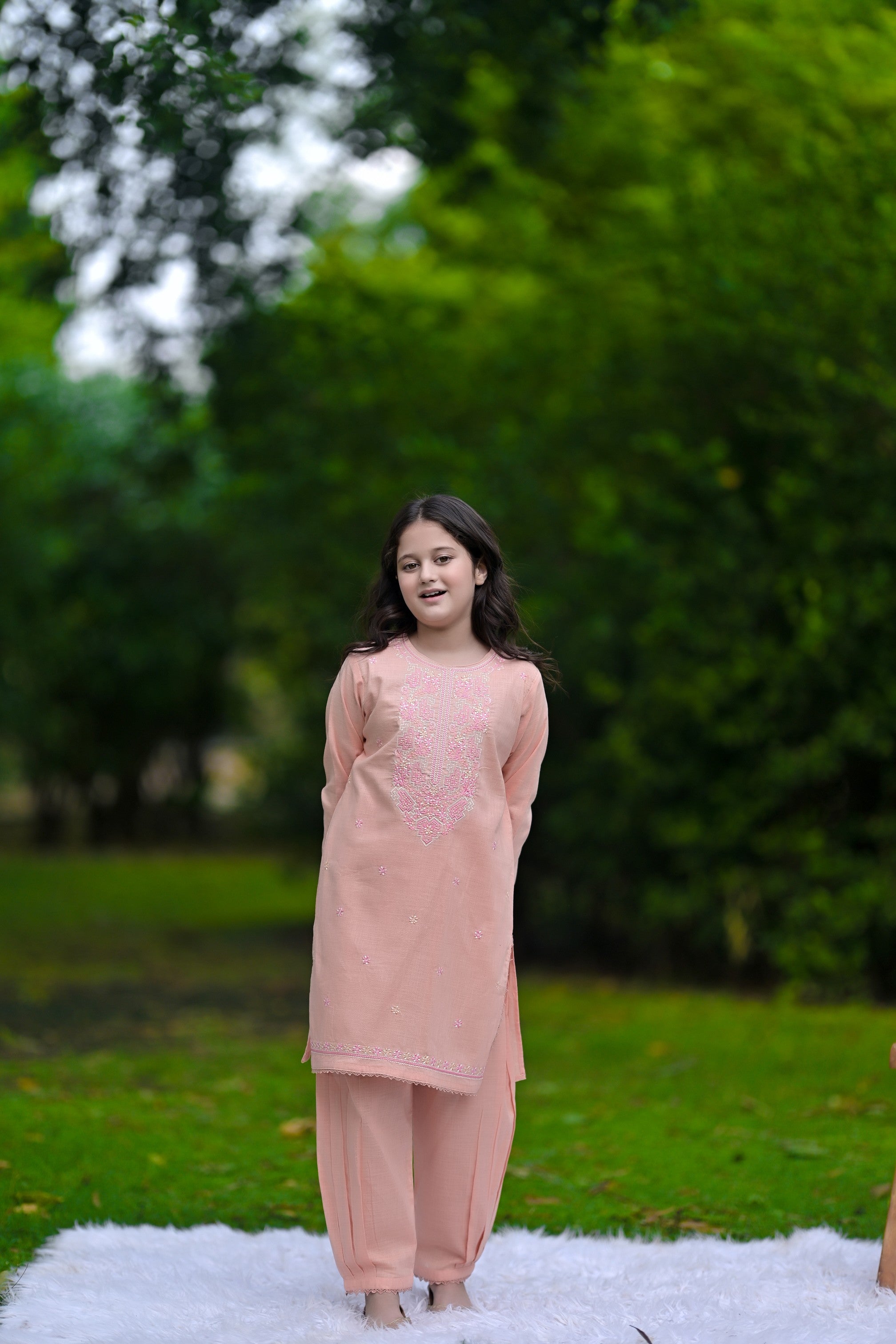 Pure Elegance Embroidered Khaddar 02 Piece – Peach (RTW)