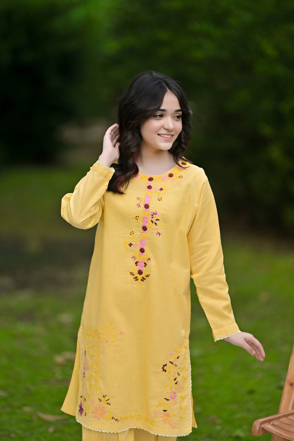 Festive Glow Embroidered Khaddar 02 Piece – Yellow (RTW)