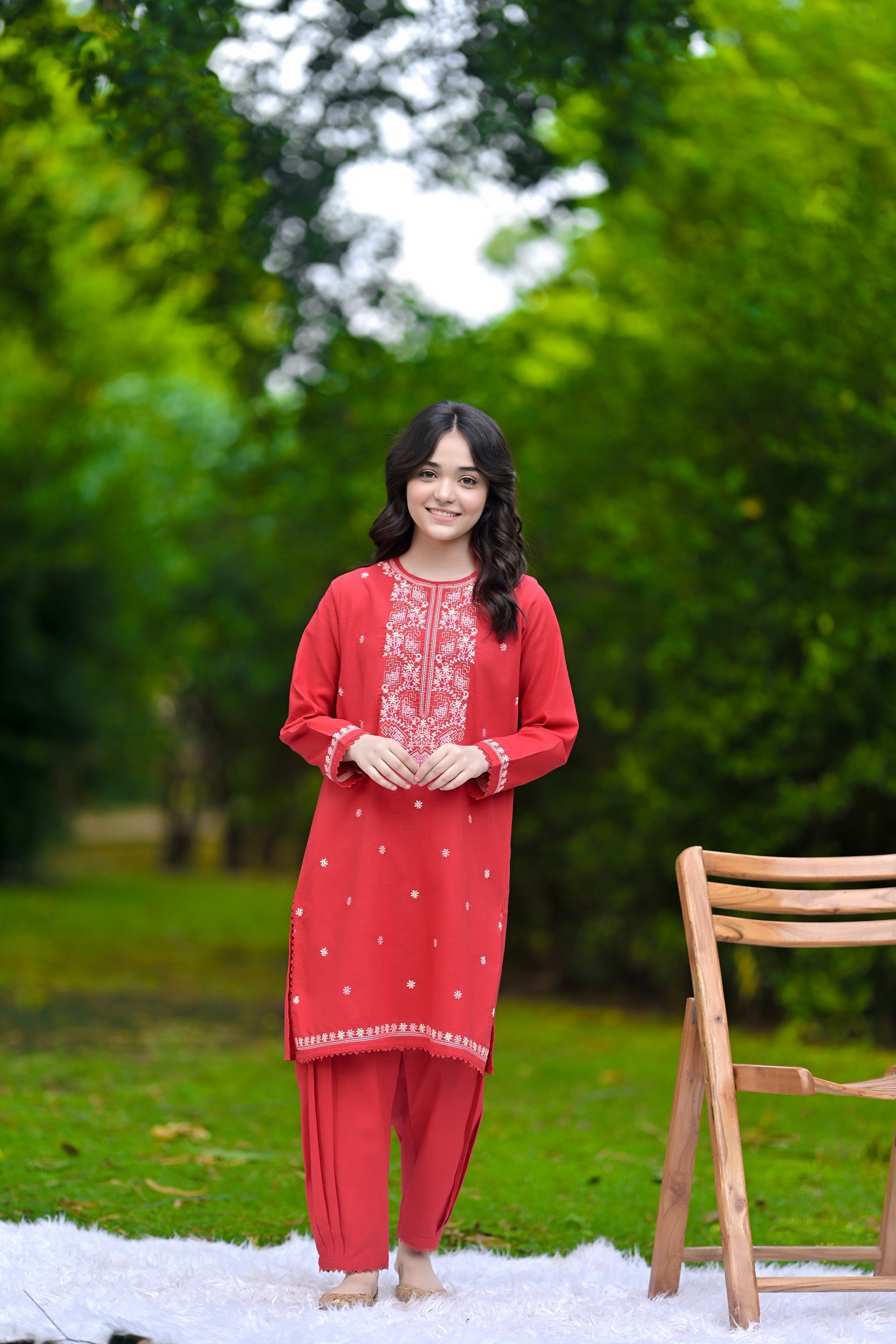 Ruby Radiance Embroidered Khaddar 02 Piece – Red (RTW)