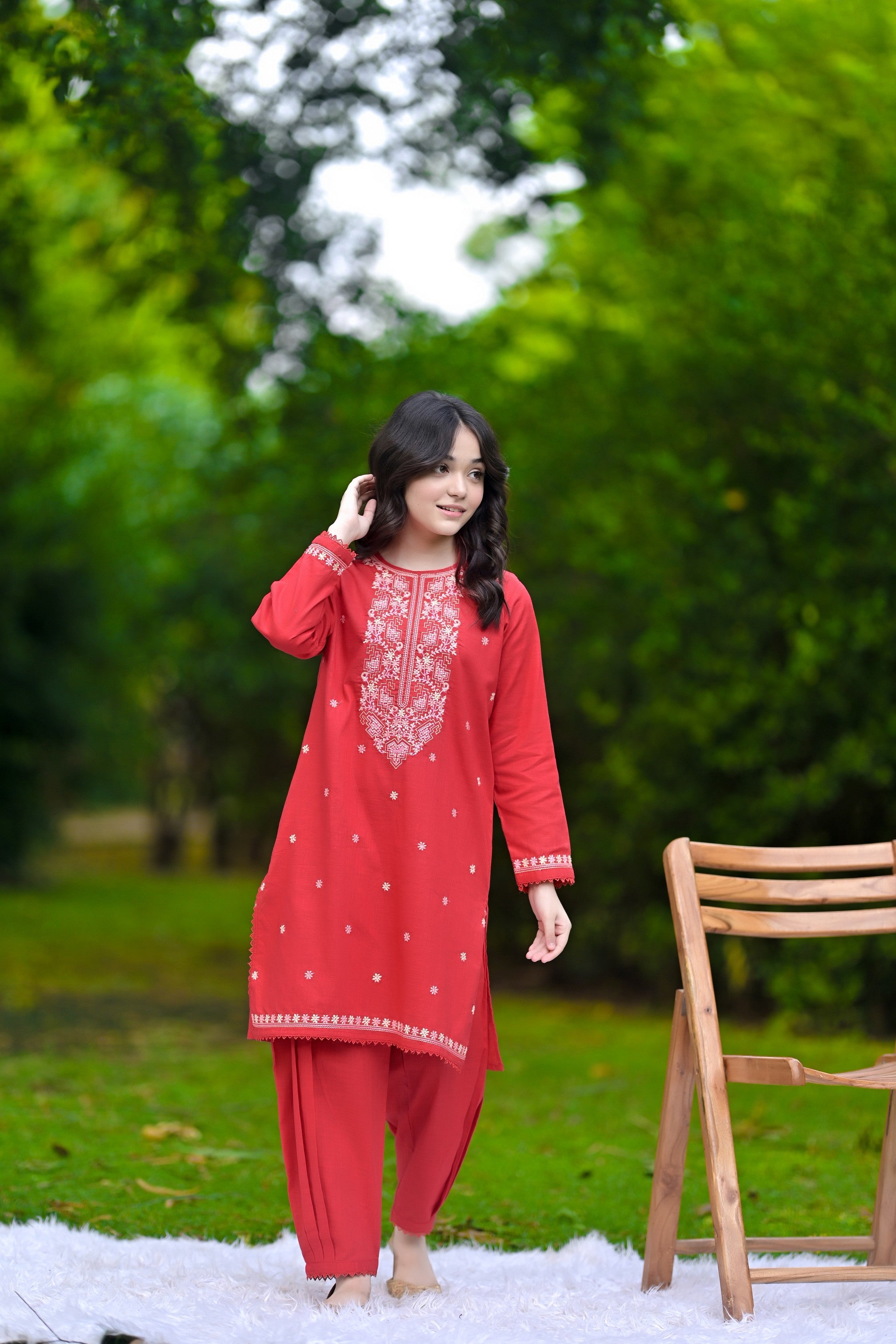 Ruby Radiance Embroidered Khaddar 02 Piece – Red (RTW)