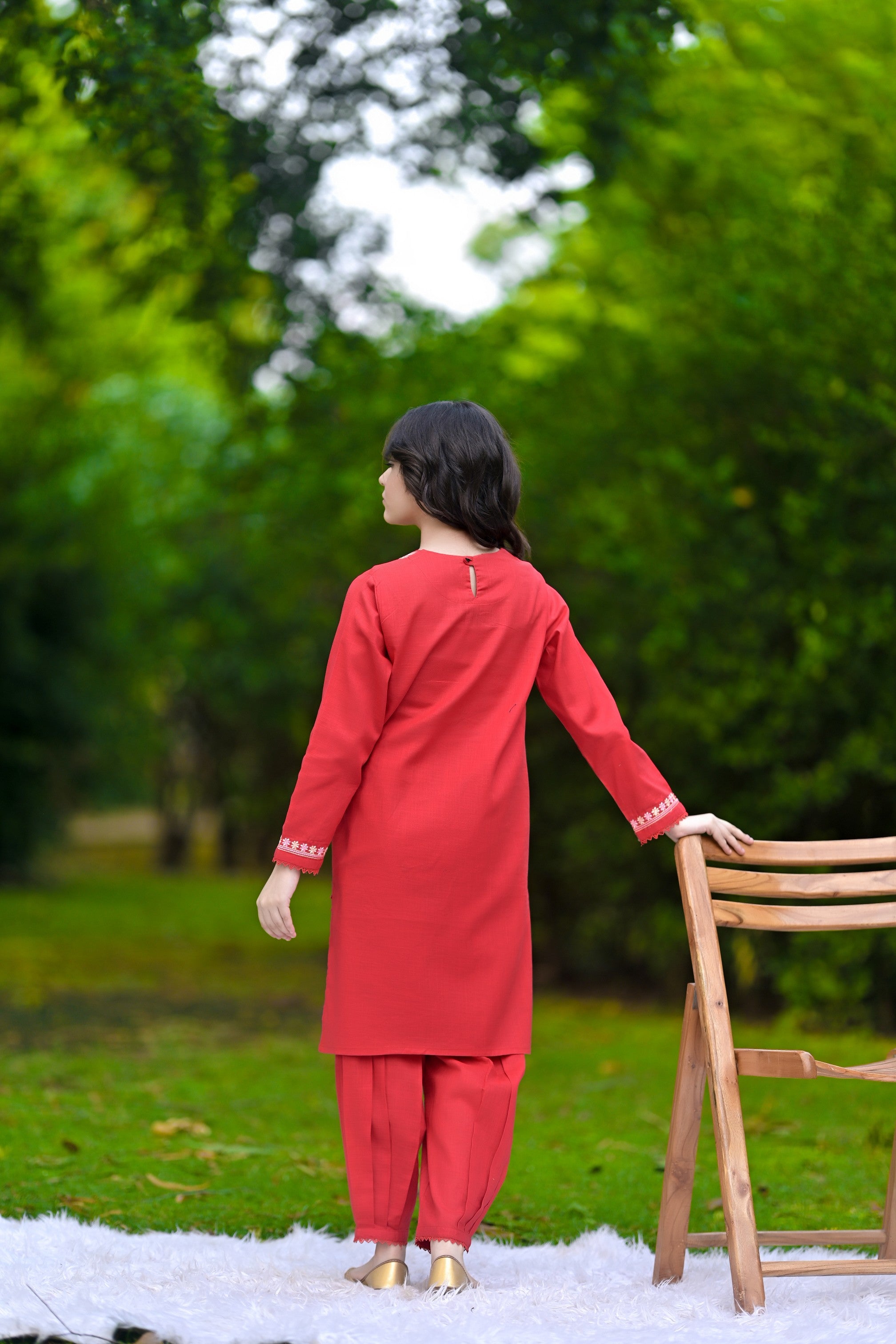 Ruby Radiance Embroidered Khaddar 02 Piece – Red (RTW)