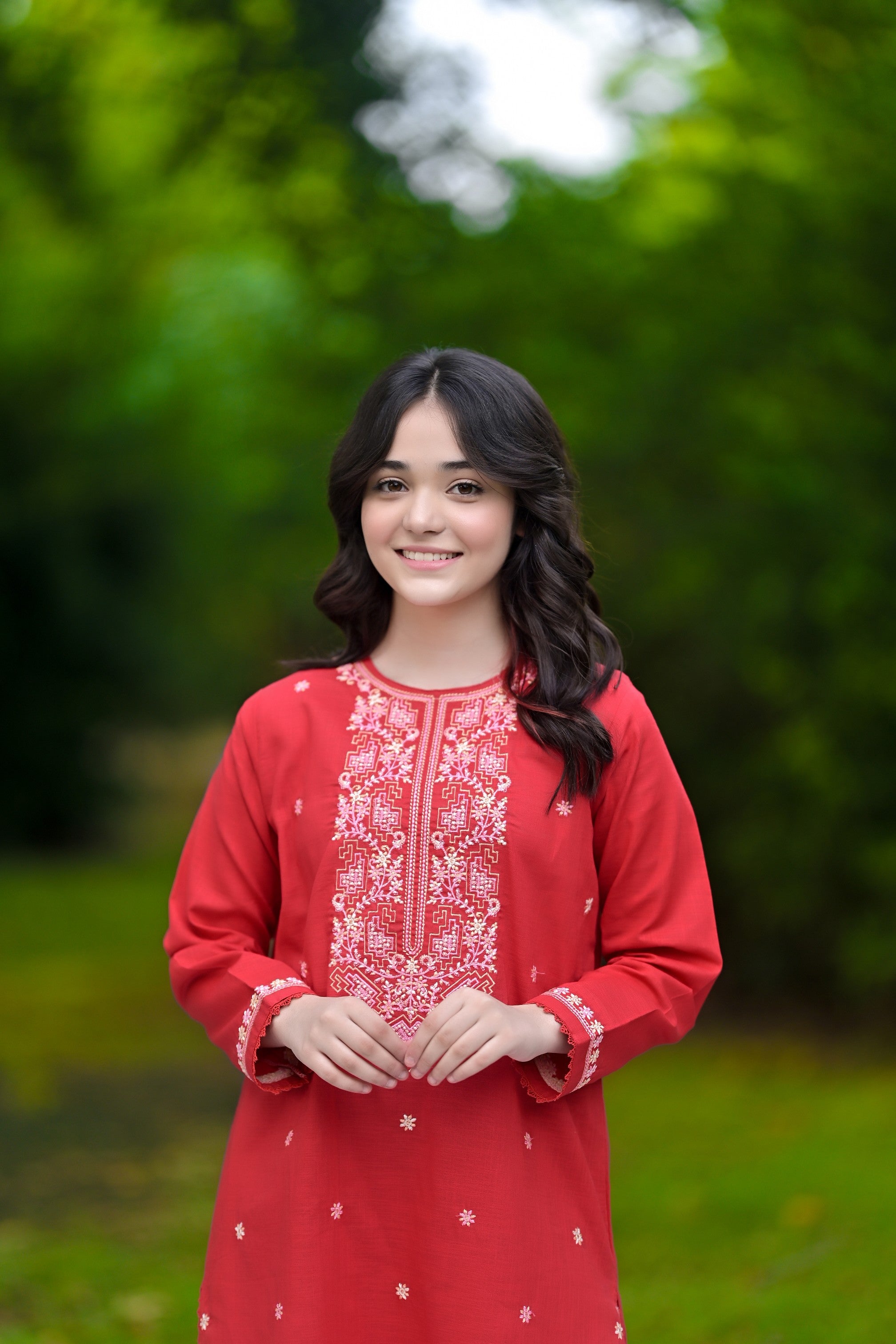 Ruby Radiance Embroidered Khaddar 02 Piece – Red (RTW)