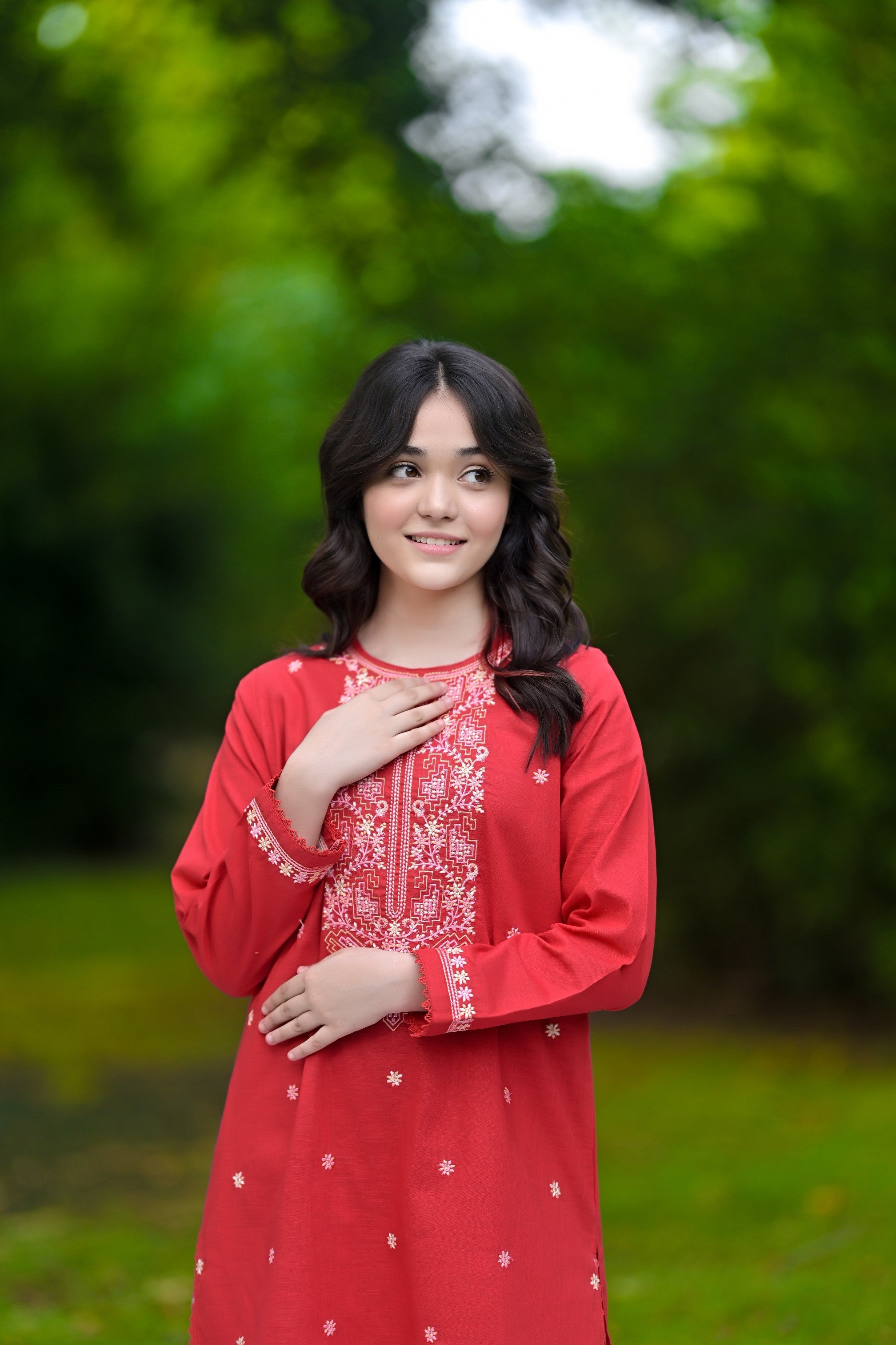 Ruby Radiance Embroidered Khaddar 02 Piece – Red (RTW)