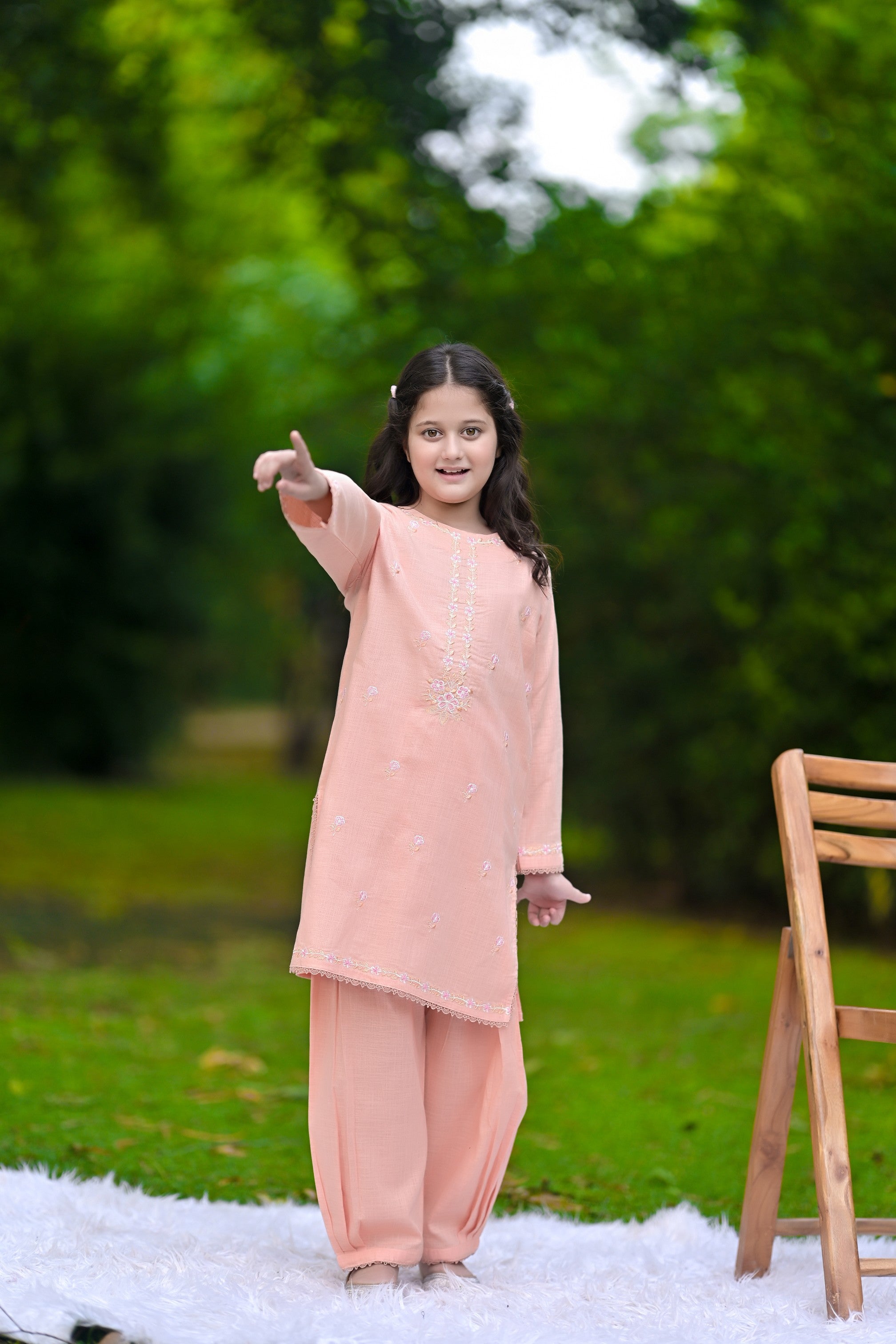 Petal Whisper Embroidered Khaddar 02 Piece – Peach (RTW)
