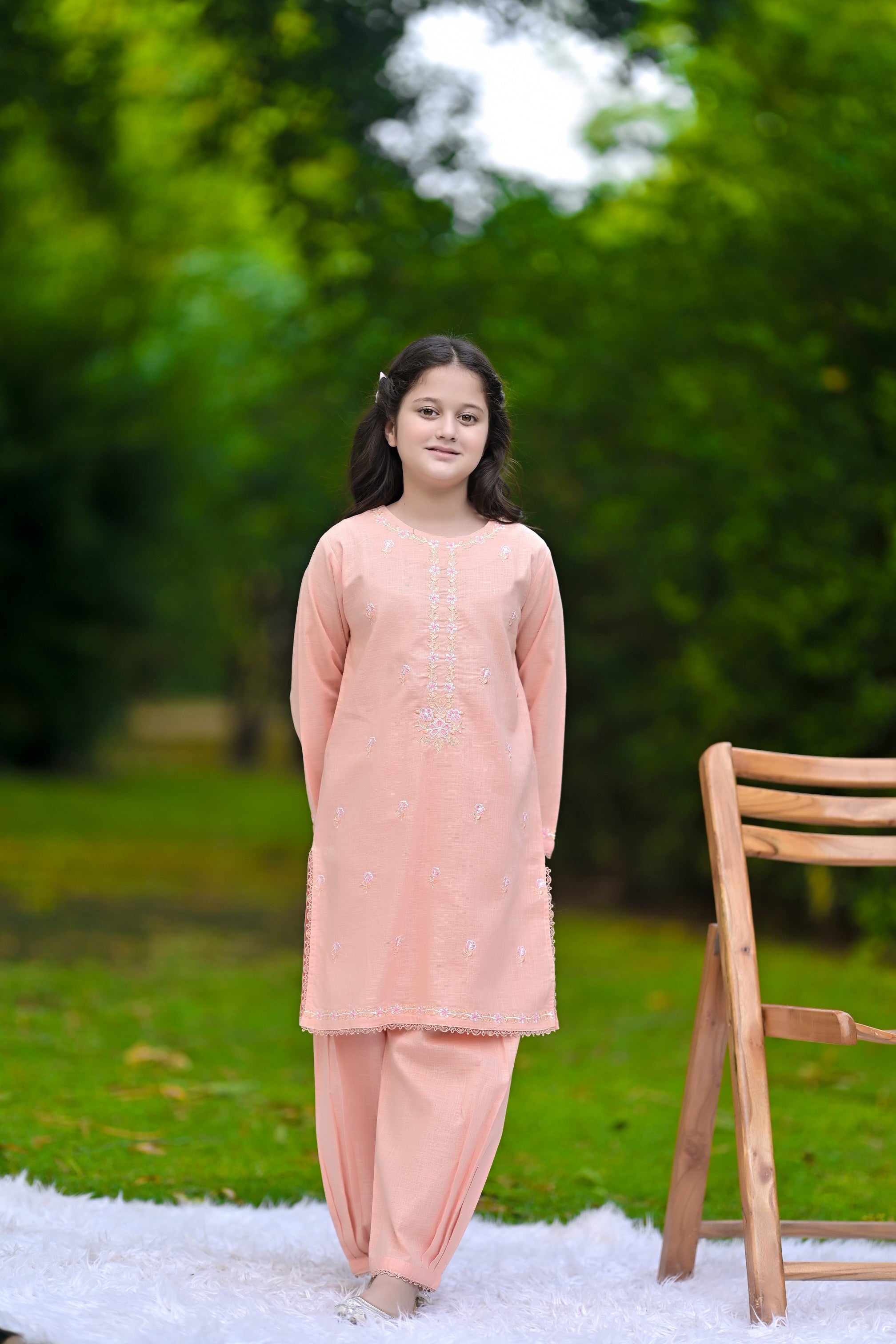 Petal Whisper Embroidered Khaddar 02 Piece – Peach (RTW)