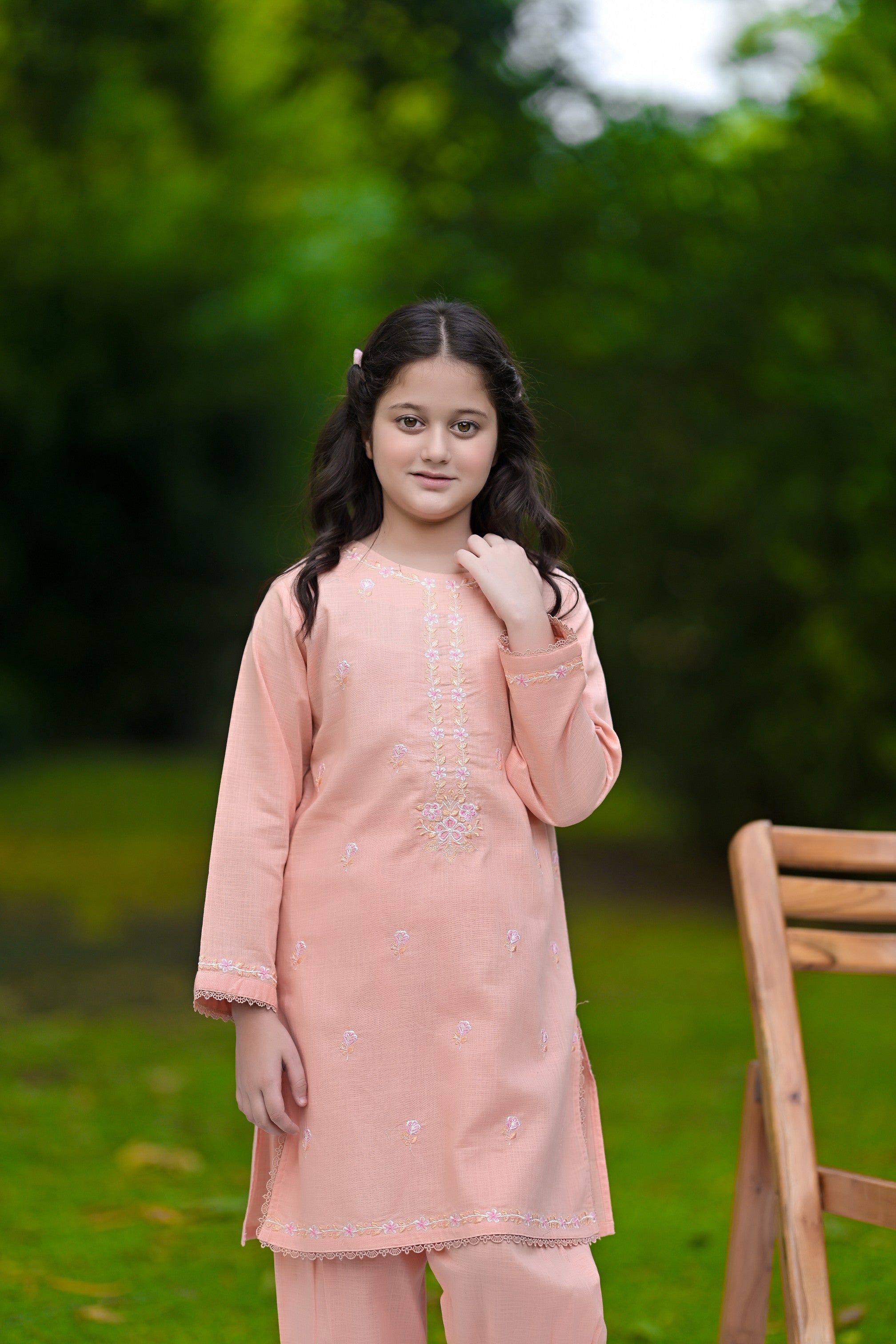 Petal Whisper Embroidered Khaddar 02 Piece – Peach (RTW)
