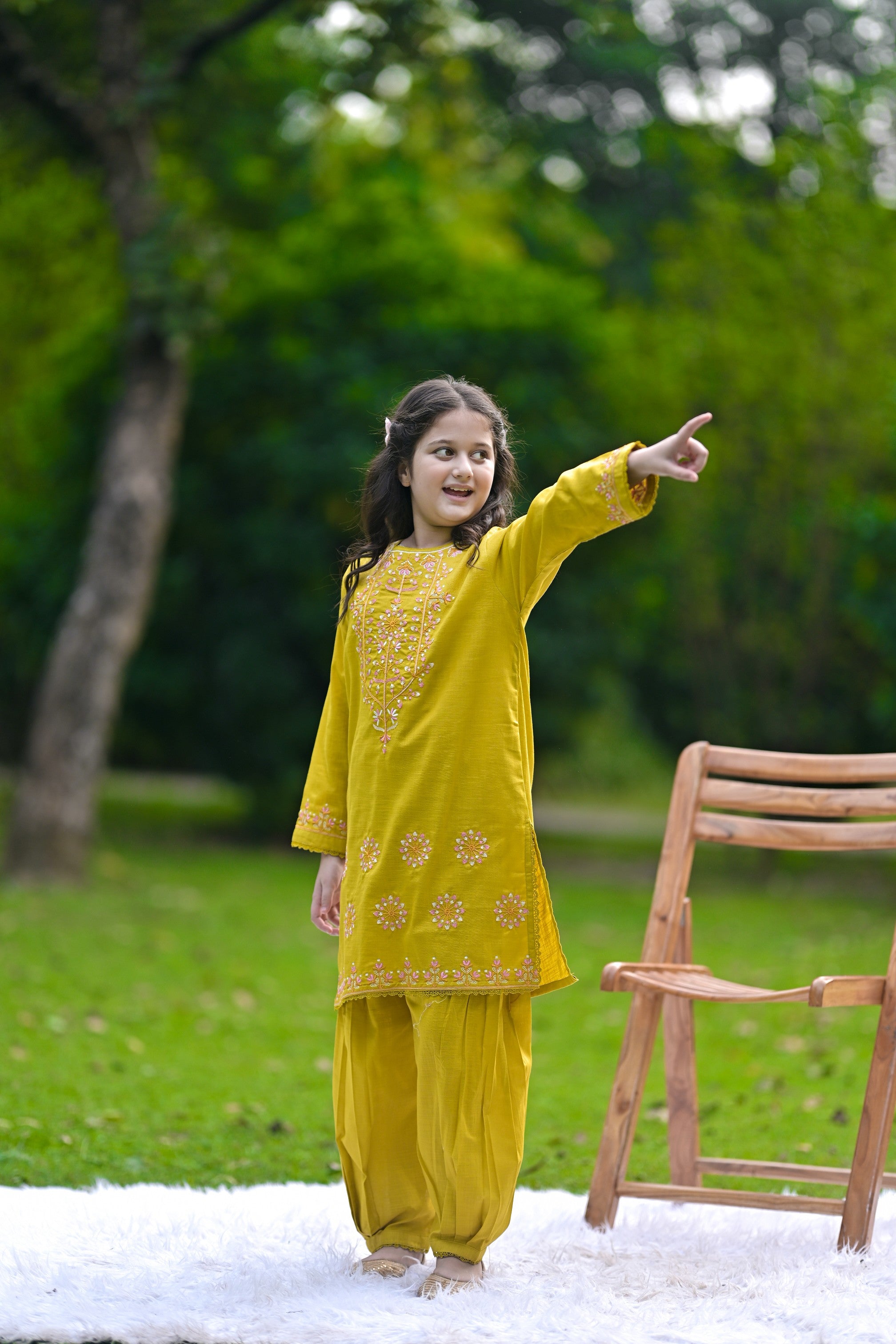 Golden Bloom Embroidered Khaddar 02 Piece – Mustard (RTW)