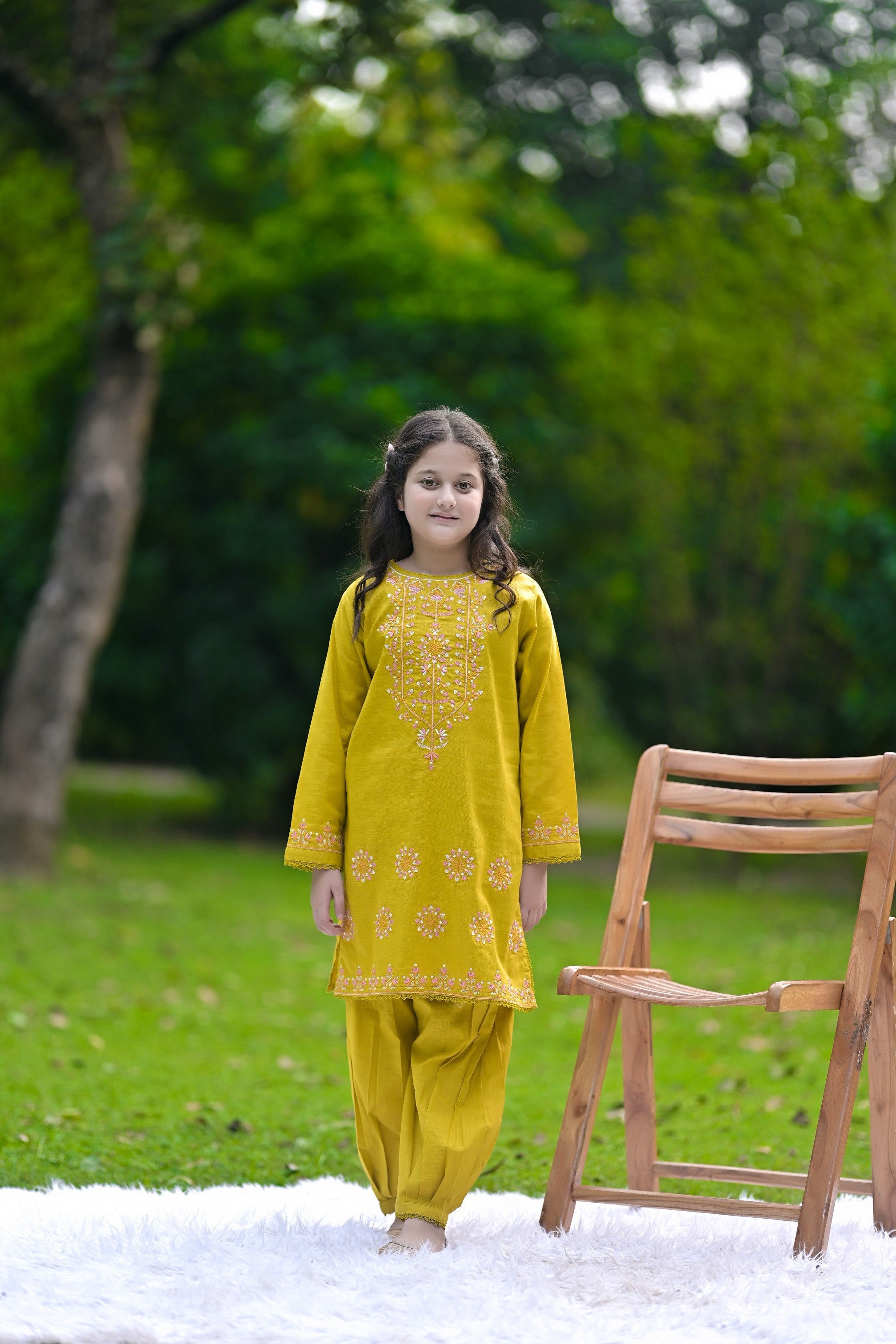Golden Bloom Embroidered Khaddar 02 Piece – Mustard (RTW)