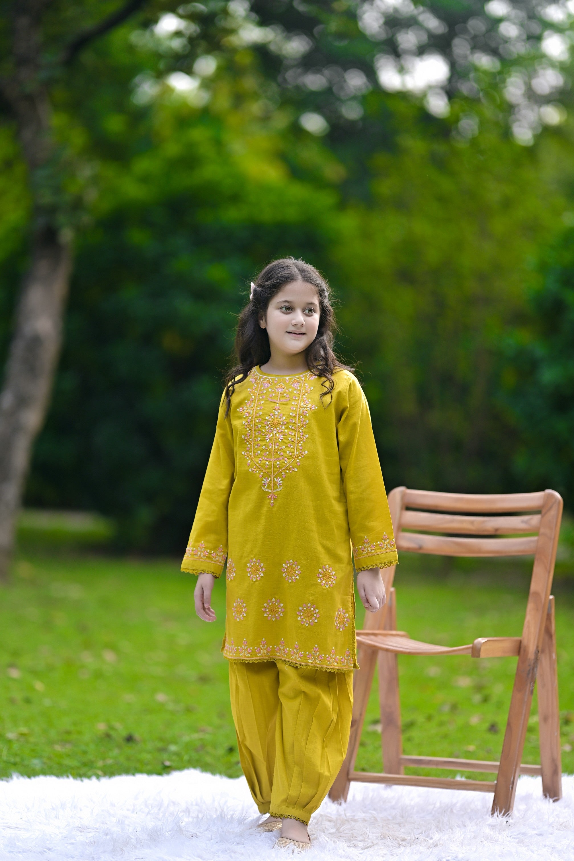 Golden Bloom Embroidered Khaddar 02 Piece – Mustard (RTW)