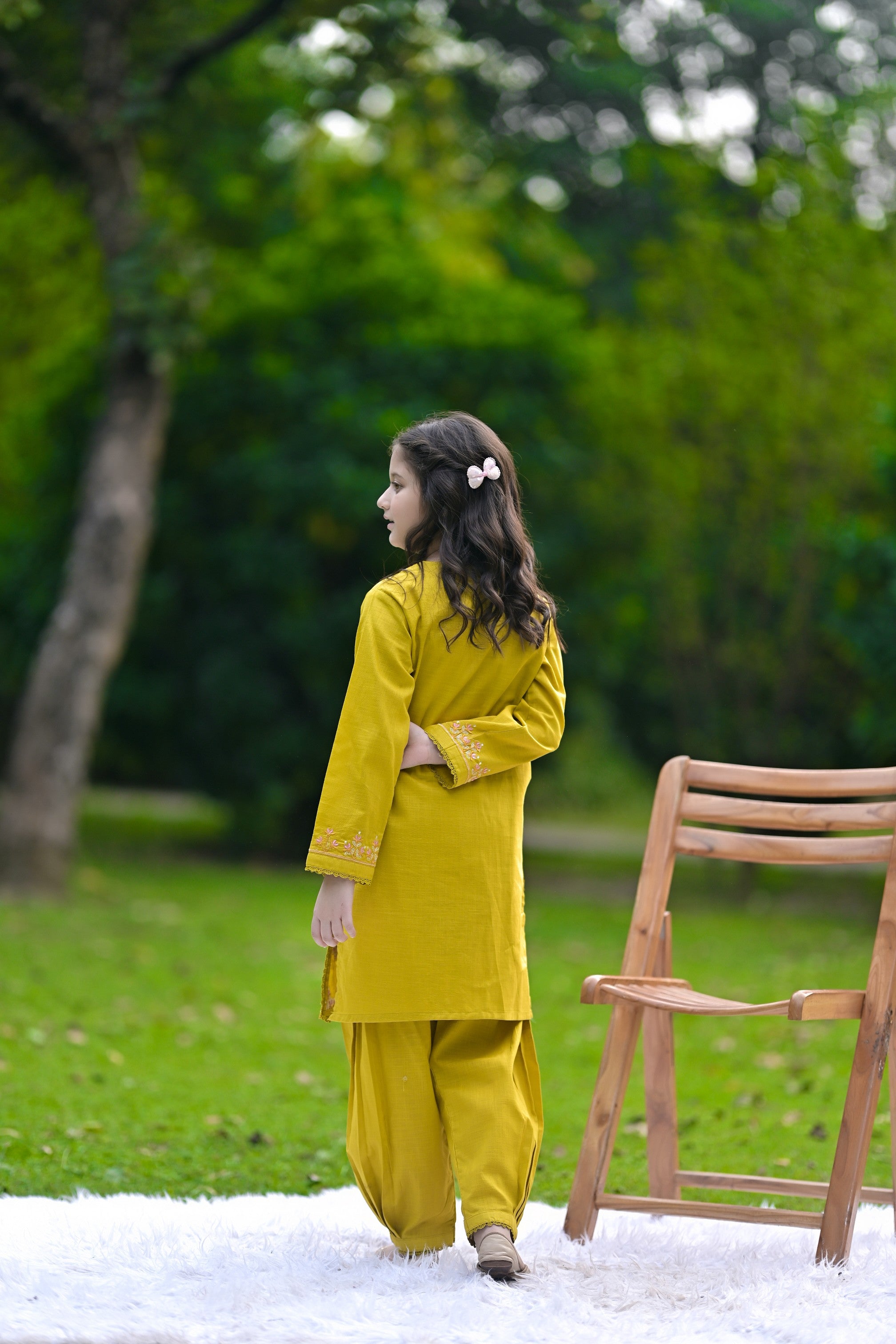 Golden Bloom Embroidered Khaddar 02 Piece – Mustard (RTW)