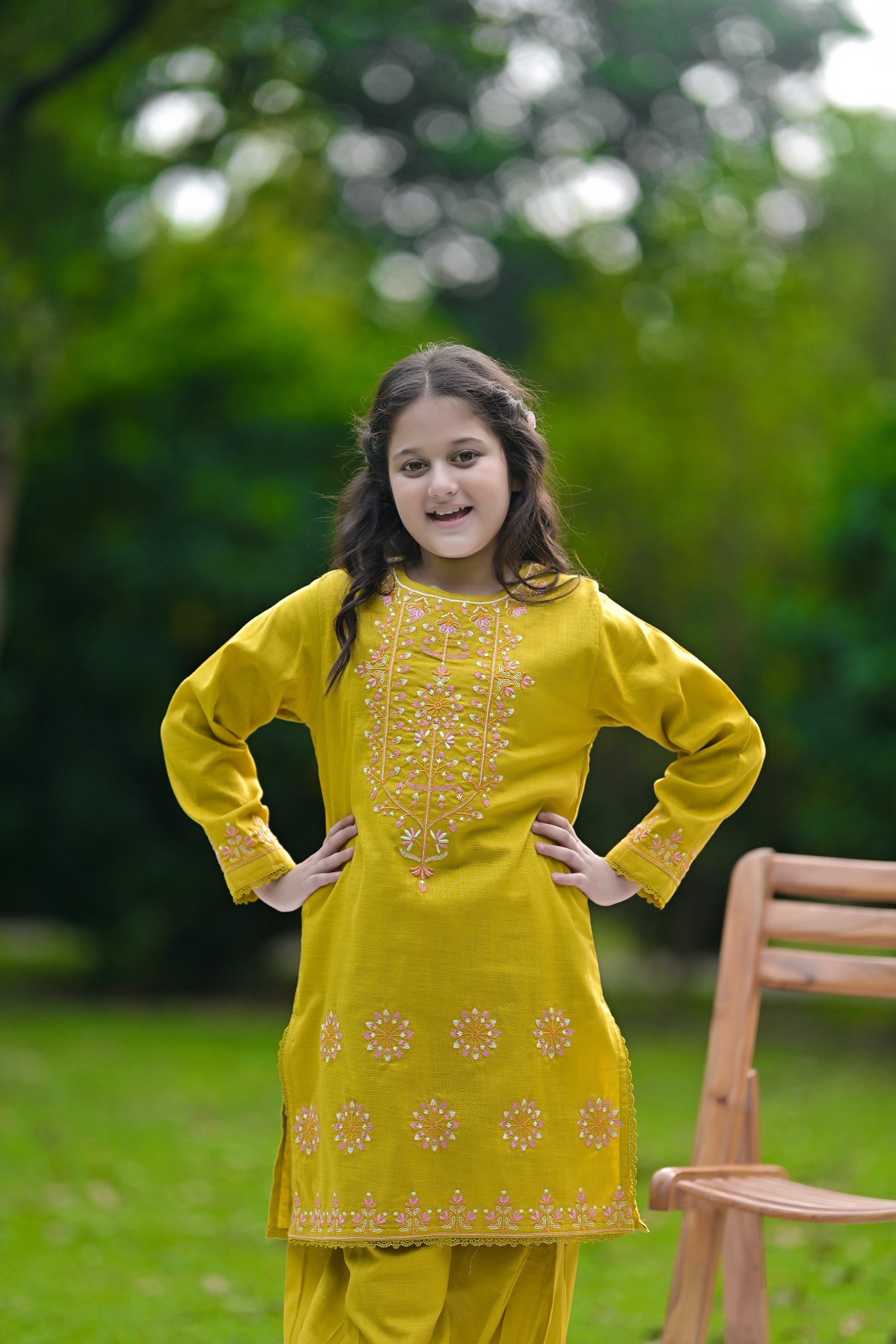 Golden Bloom Embroidered Khaddar 02 Piece – Mustard (RTW)