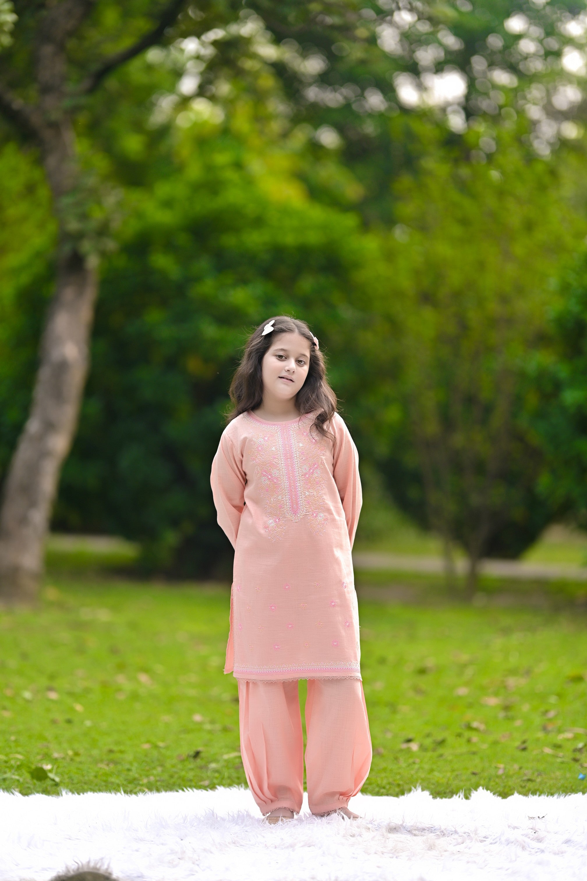 Blush Bloom Embroidered Khaddar 02 Piece – Peach (RTW)