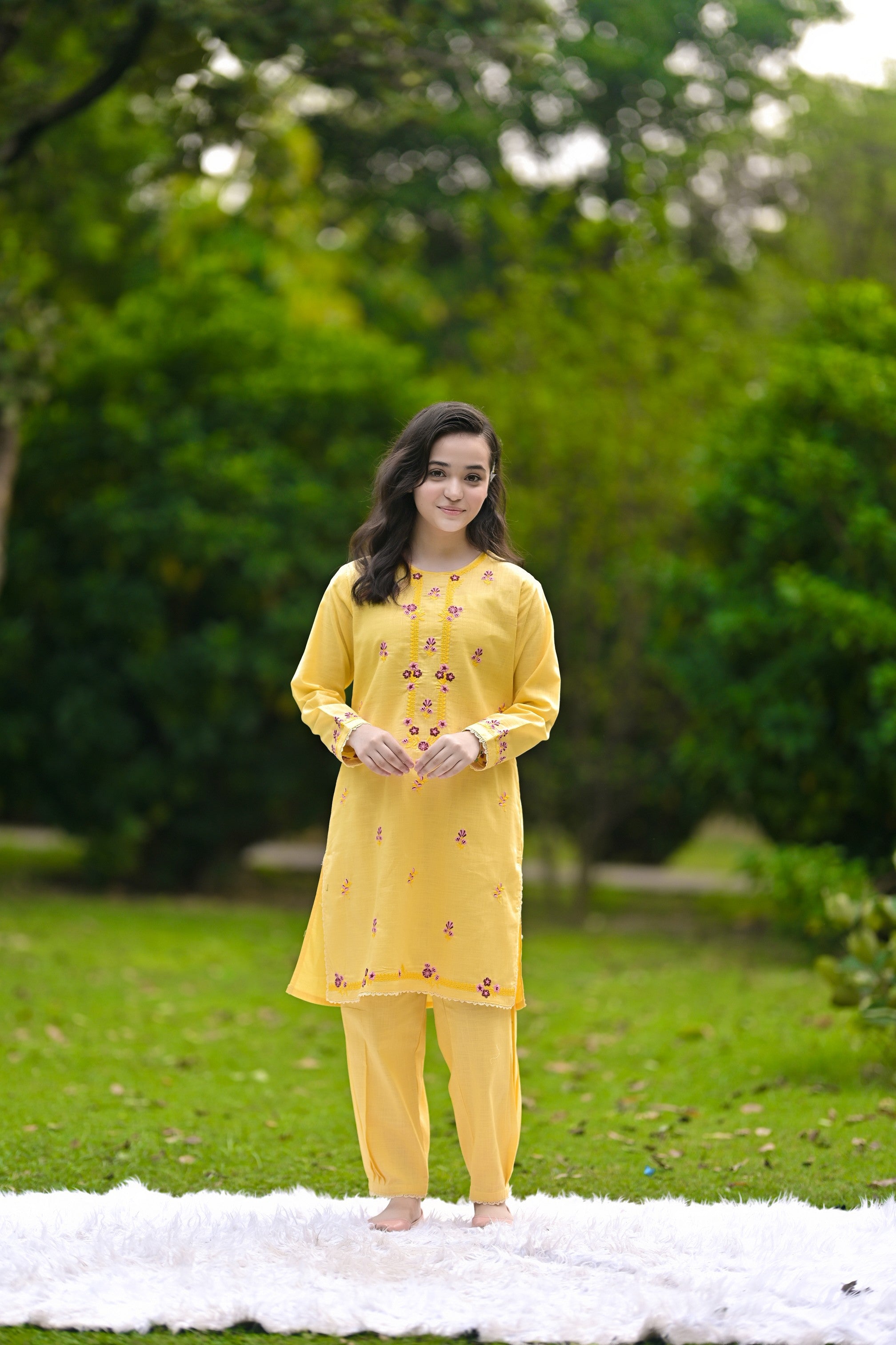 Amber Glow Embroidered Khaddar  02 Piece – Sunshine Yellow (RTW)
