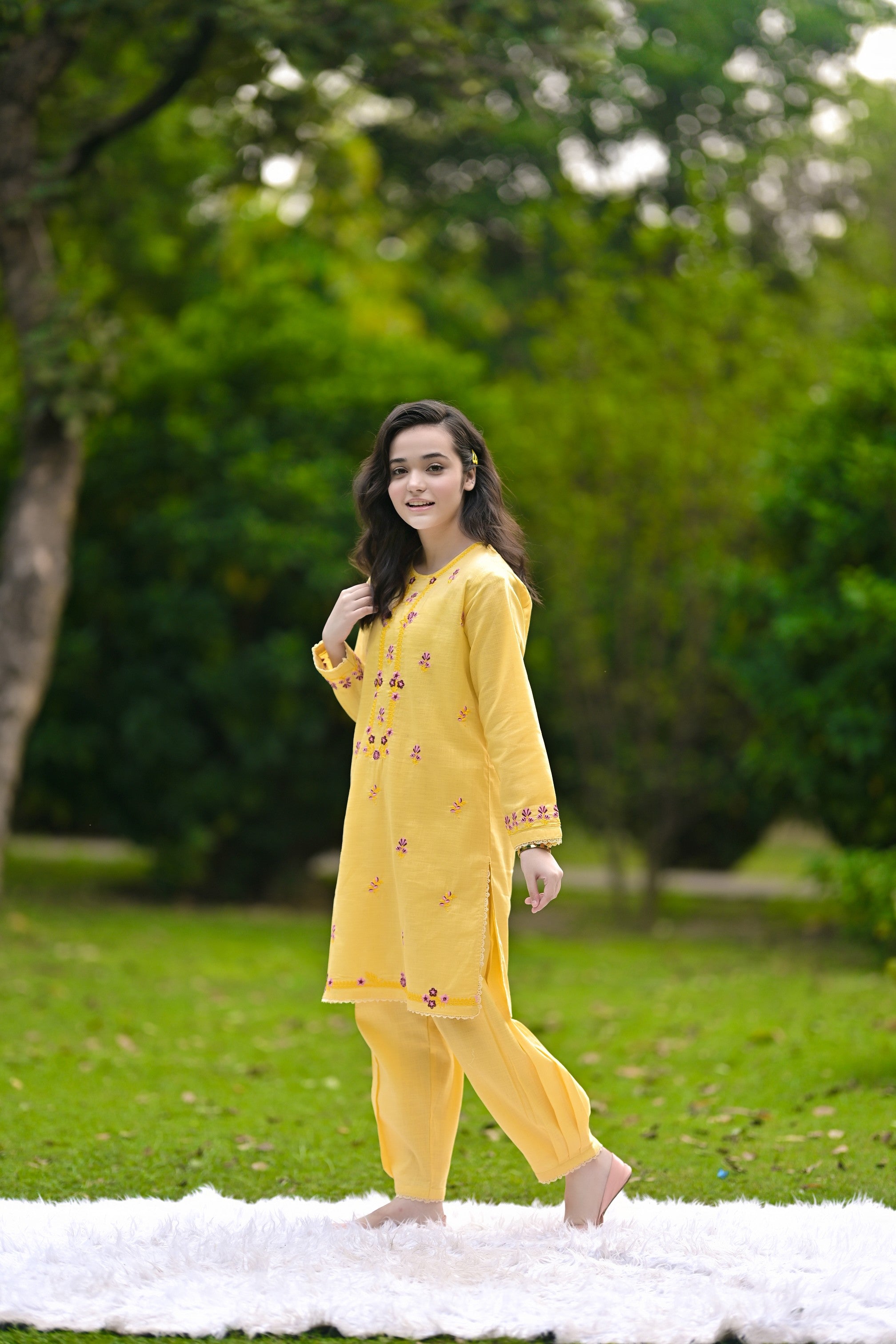Amber Glow Embroidered Khaddar  02 Piece – Sunshine Yellow (RTW)