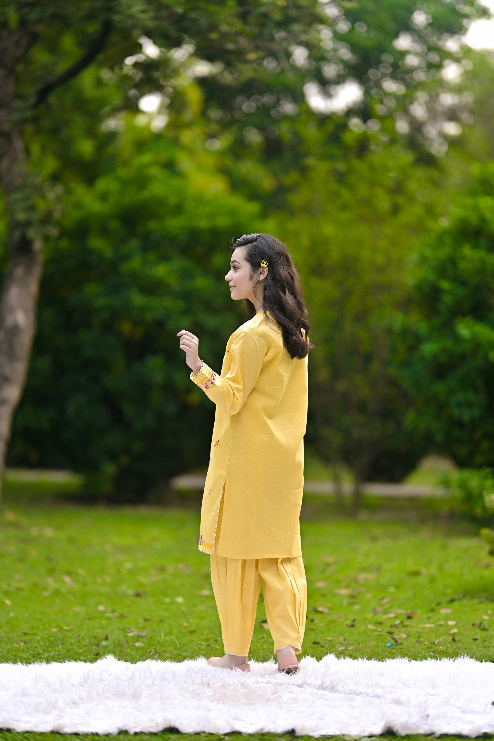 Amber Glow Embroidered Khaddar  02 Piece – Sunshine Yellow (RTW)