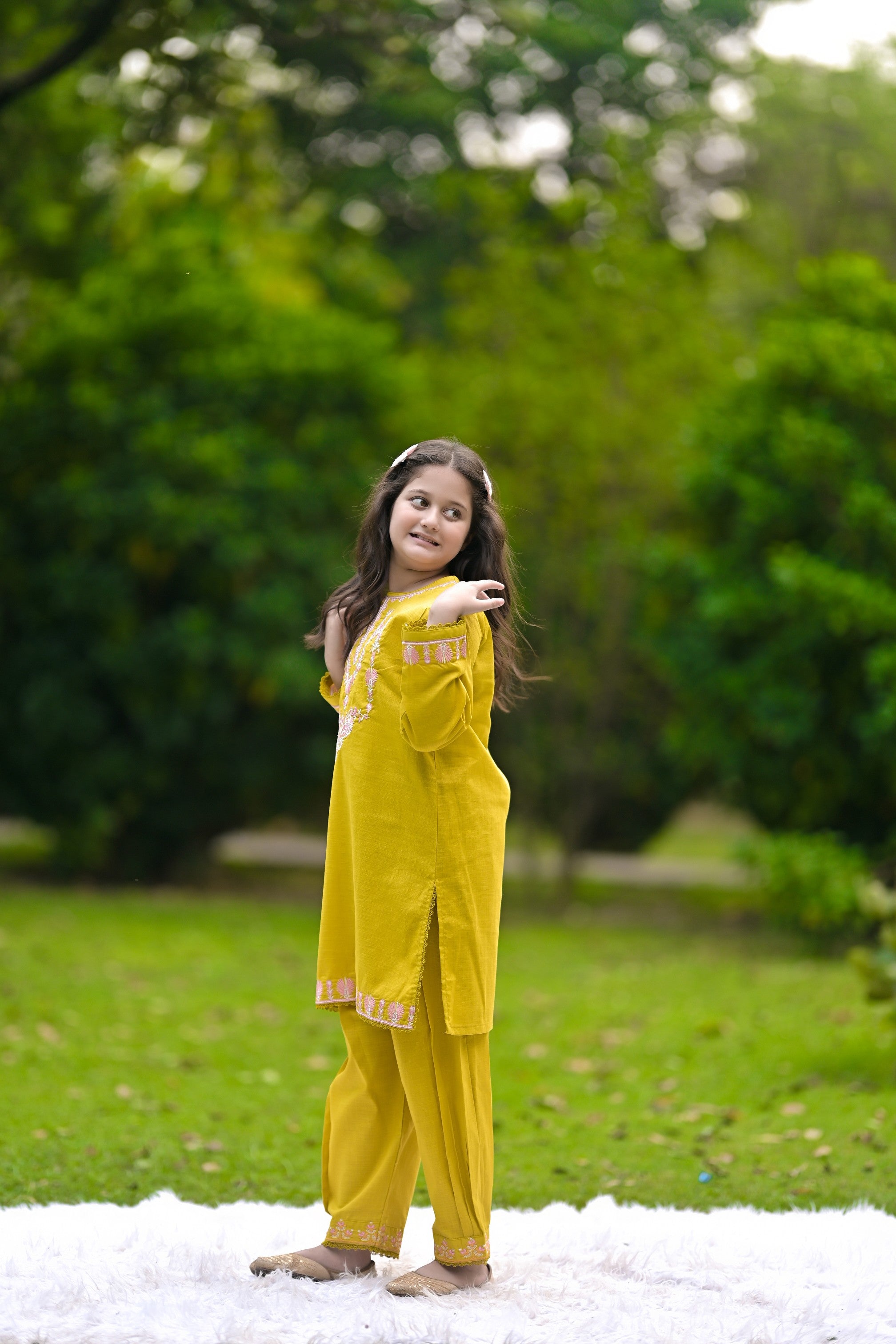 Saffron Radiance Embroidered Khaddar 02 Piece – Mustard Yellow (RTW)