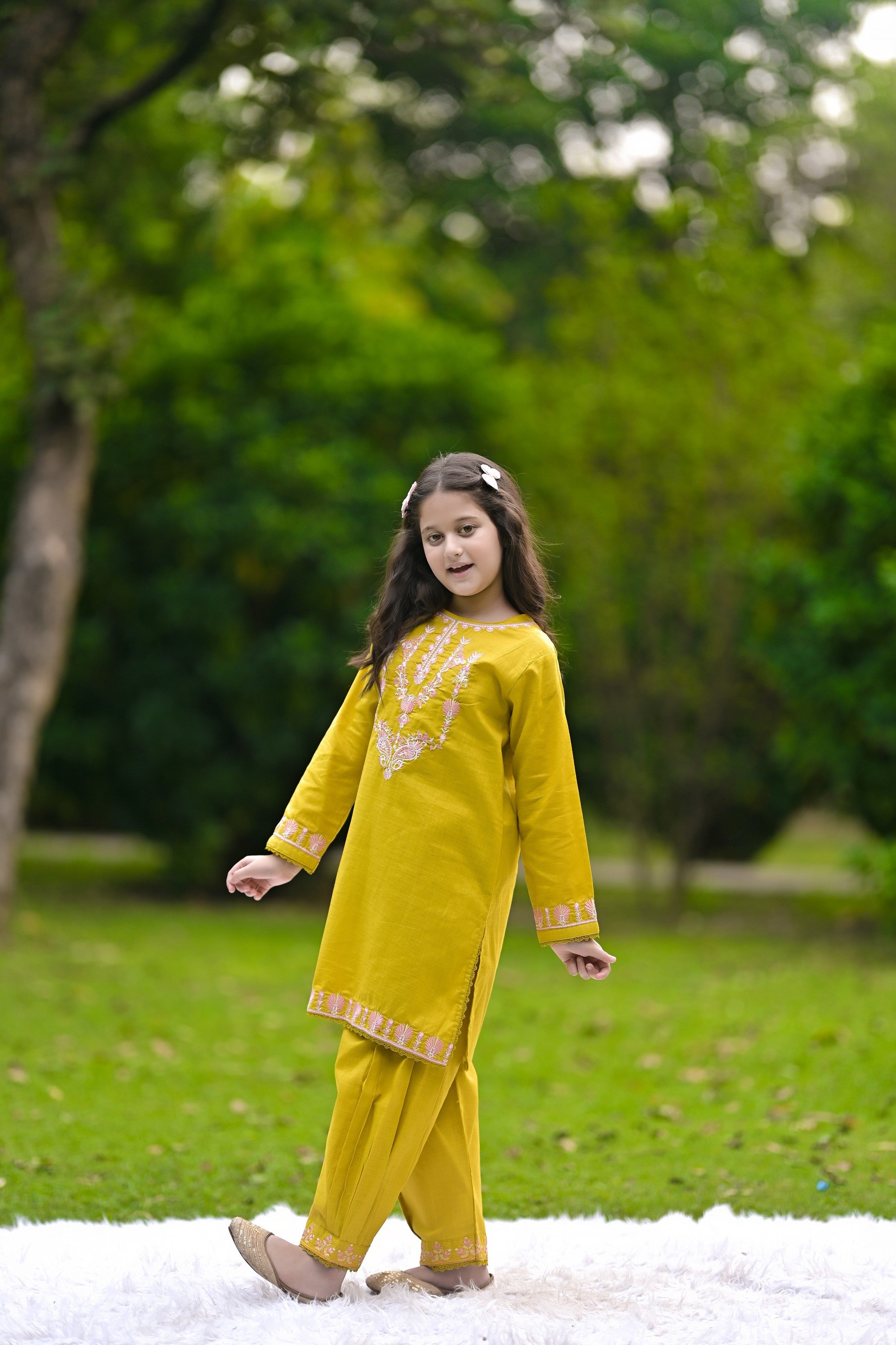 Saffron Radiance Embroidered Khaddar 02 Piece – Mustard Yellow (RTW)
