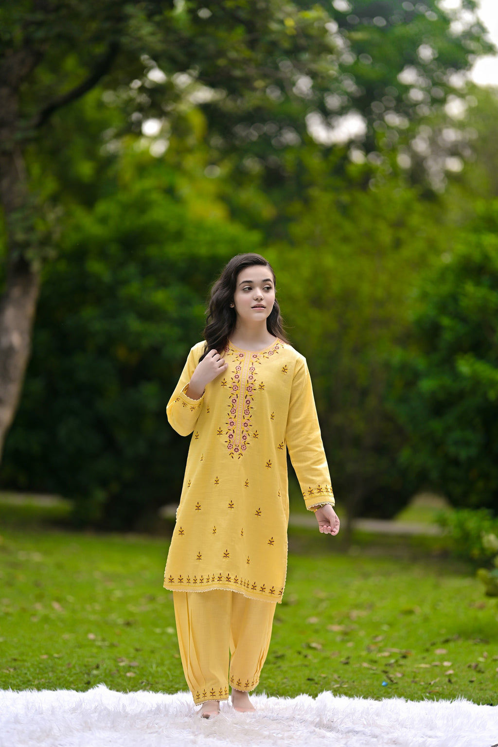 Mellow Petal Embroidered Khaddar  02 Piece – Bright Yellow (RTW)