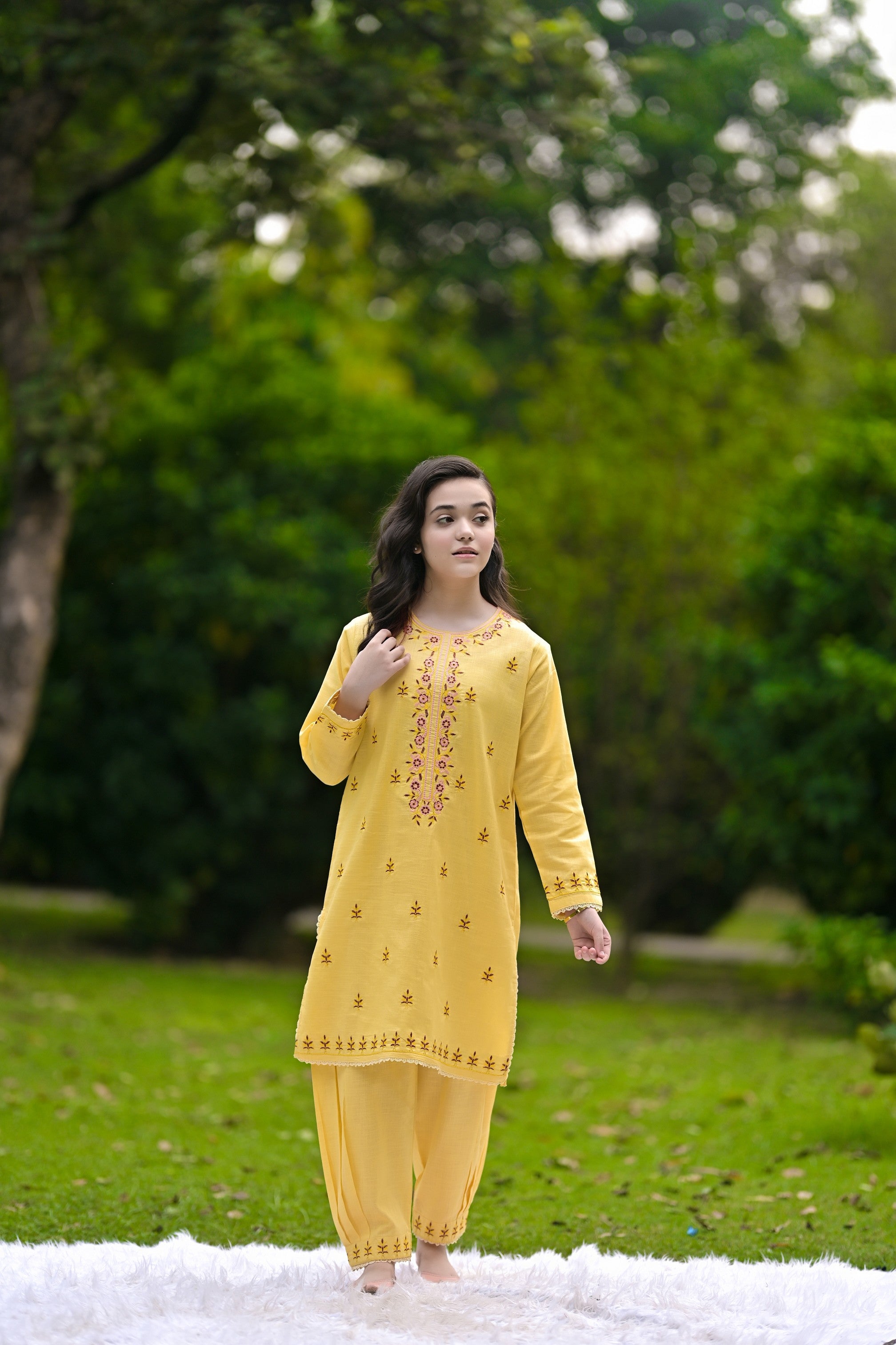 Mellow Petal Embroidered Khaddar  02 Piece – Bright Yellow (RTW)