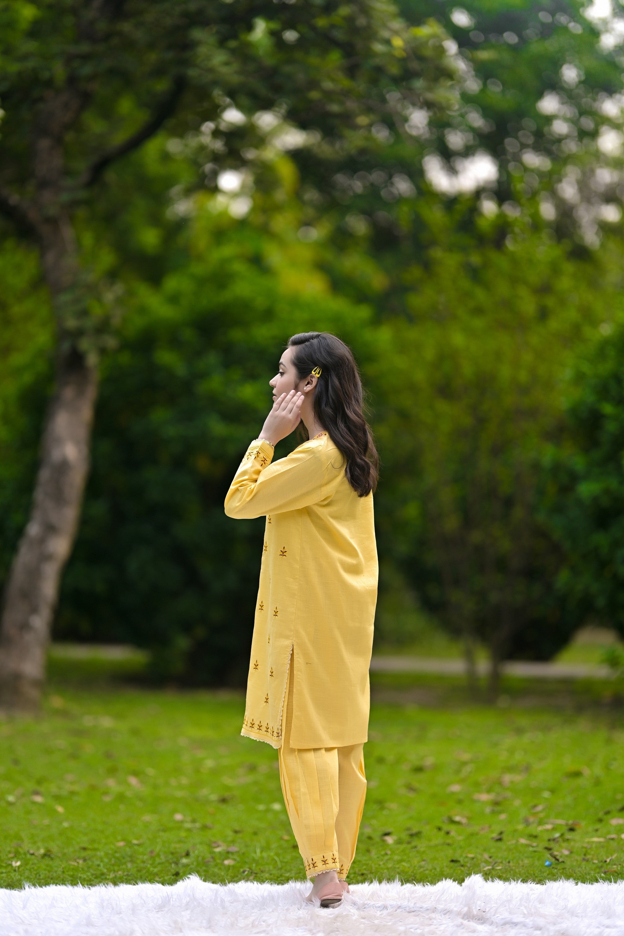 Mellow Petal Embroidered Khaddar  02 Piece – Bright Yellow (RTW)