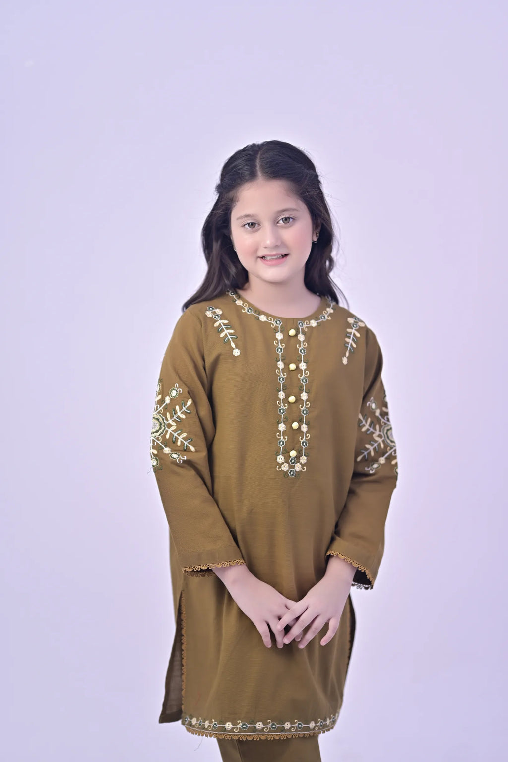 Ethnic Aura Embroidered  Khaddar 02 Piece – Brown (RTW)