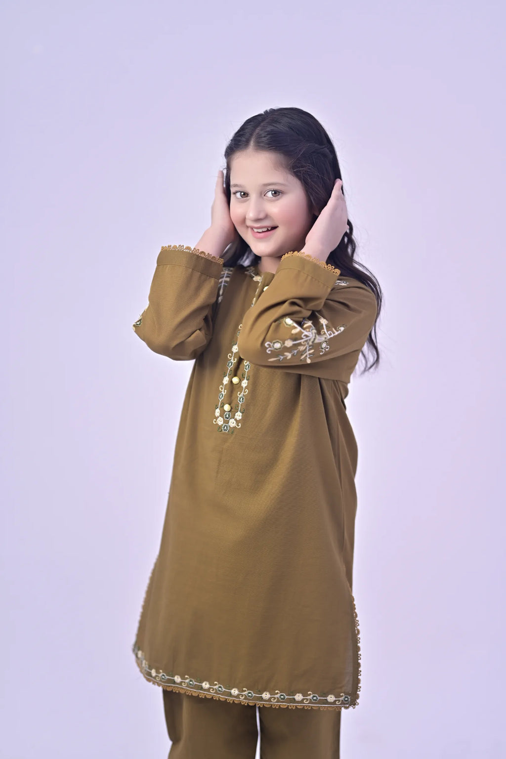 Ethnic Aura Embroidered  Khaddar 02 Piece – Brown (RTW)