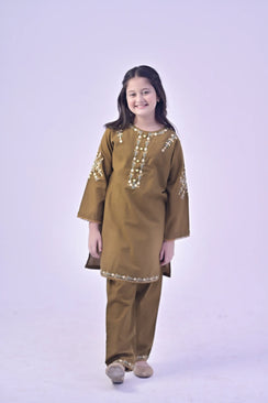 Ethnic Aura Embroidered  Khaddar 02 Piece – Brown (RTW)