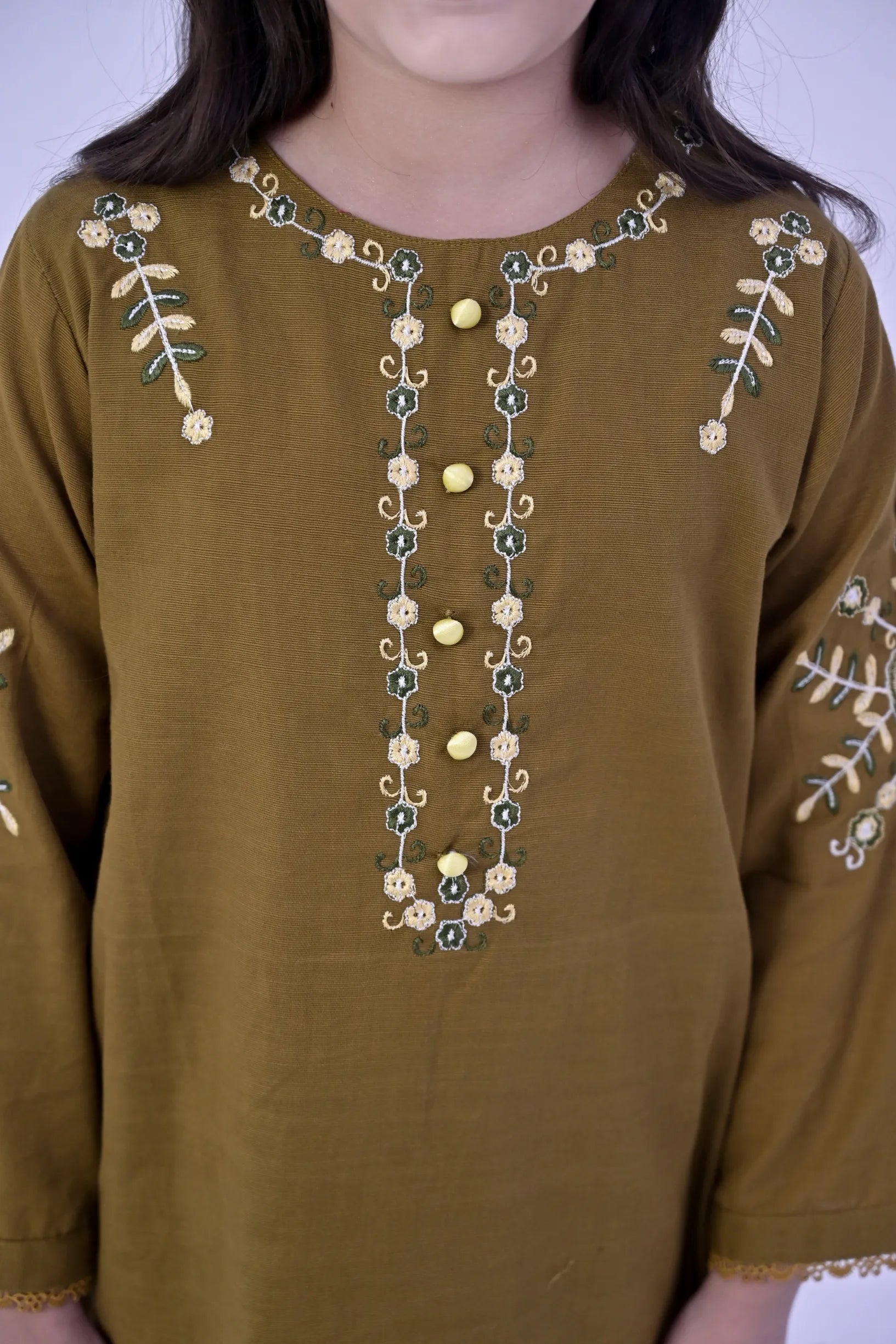Ethnic Aura Embroidered  Khaddar 02 Piece – Brown (RTW)