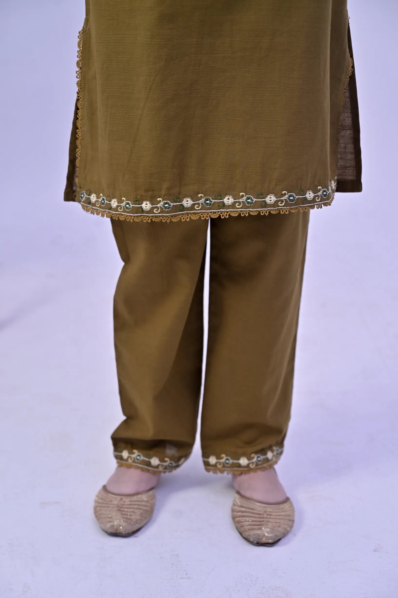 Ethnic Aura Embroidered  Khaddar 02 Piece – Brown (RTW)