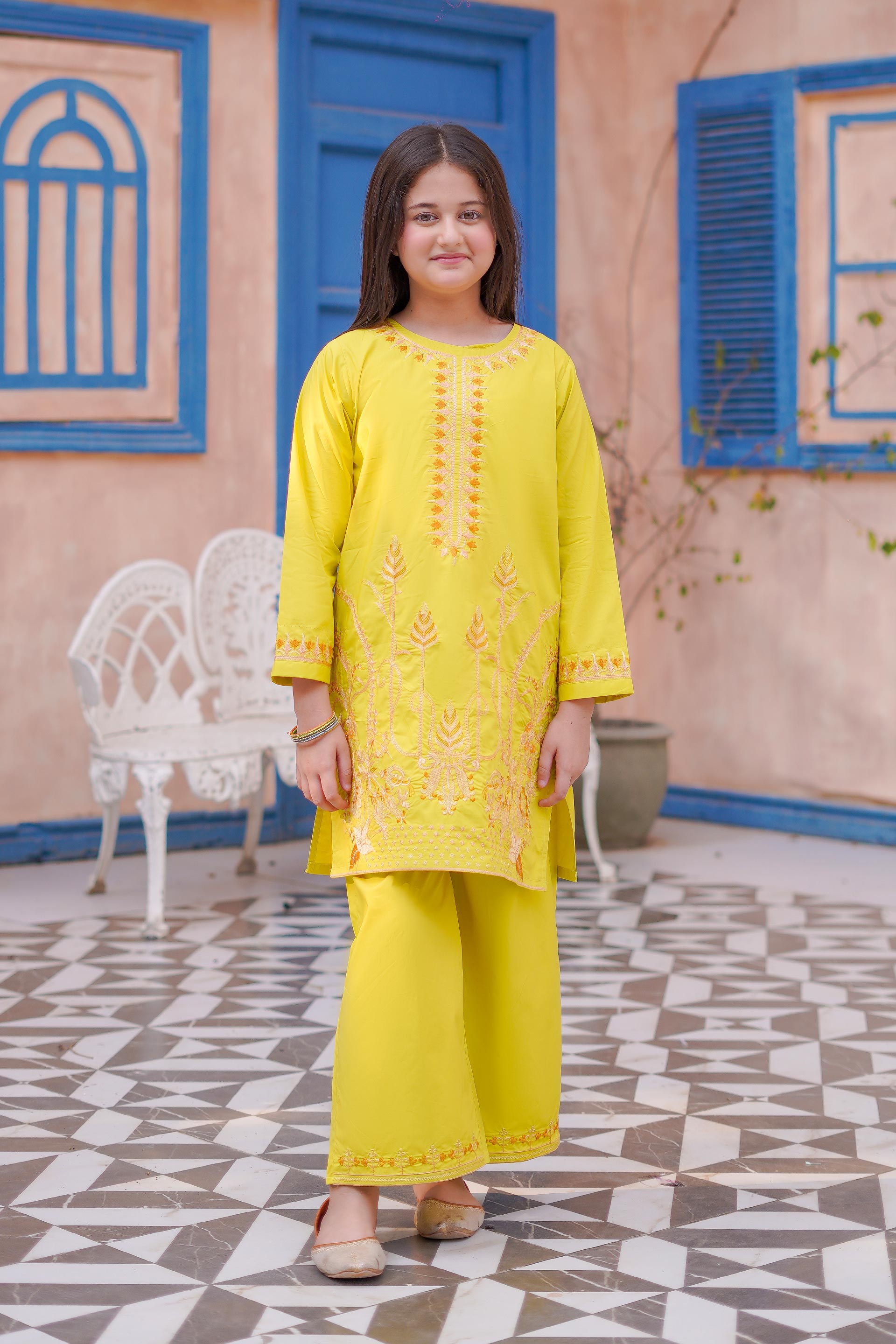 Golden Bloom Lawn 2Pc – Apple Green  (RTW)