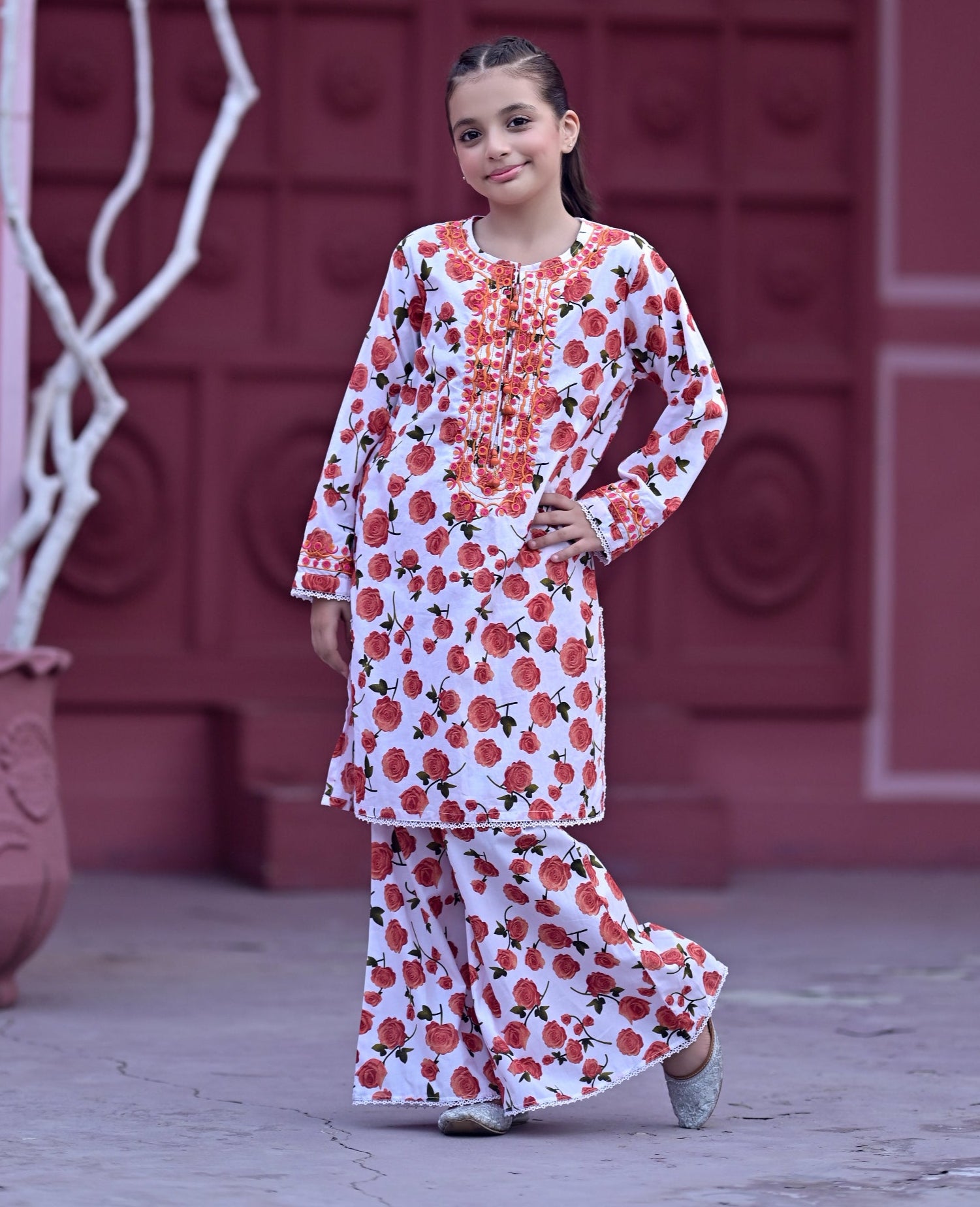 "Rose Radiance" Lawn Shirt+Culotte (RTW)